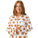 Comprar Pijama de manga larga Blanco Bandera España con ribete La Flamenca de Borgoña Bandera España