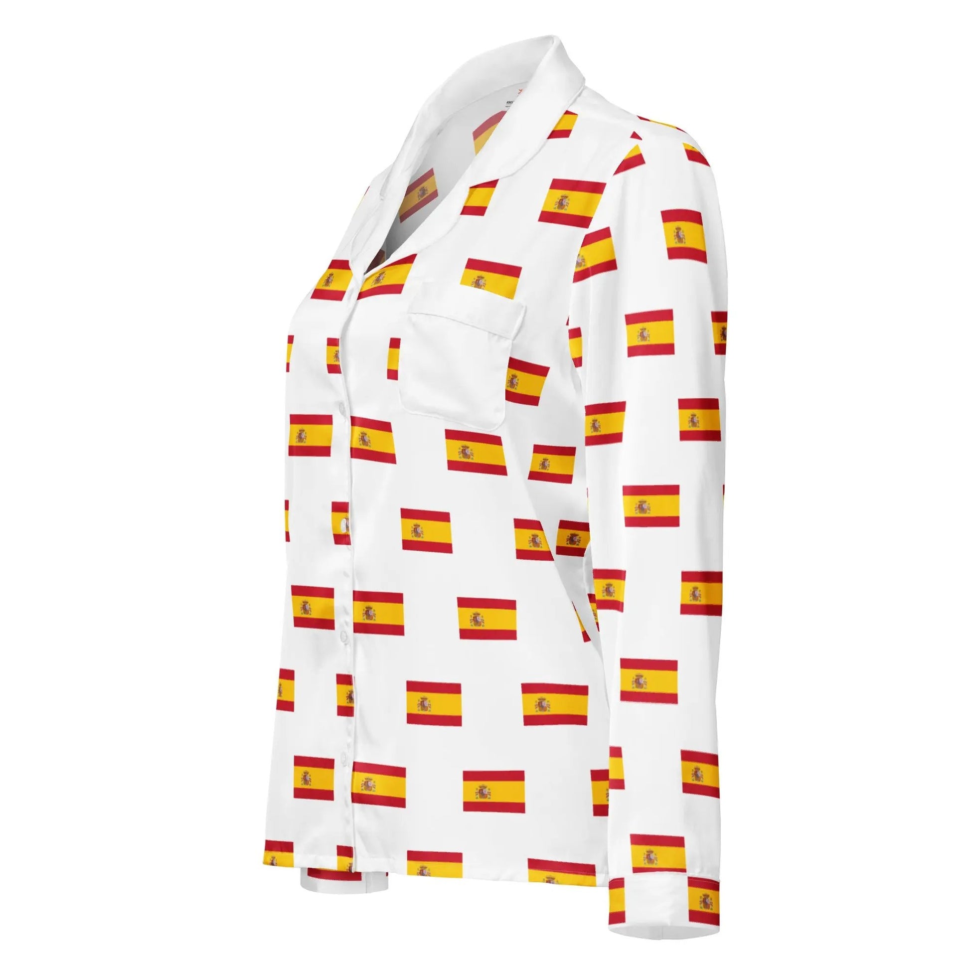Comprar Pijama de manga larga Blanco Bandera España con ribete La Flamenca de Borgoña Bandera España