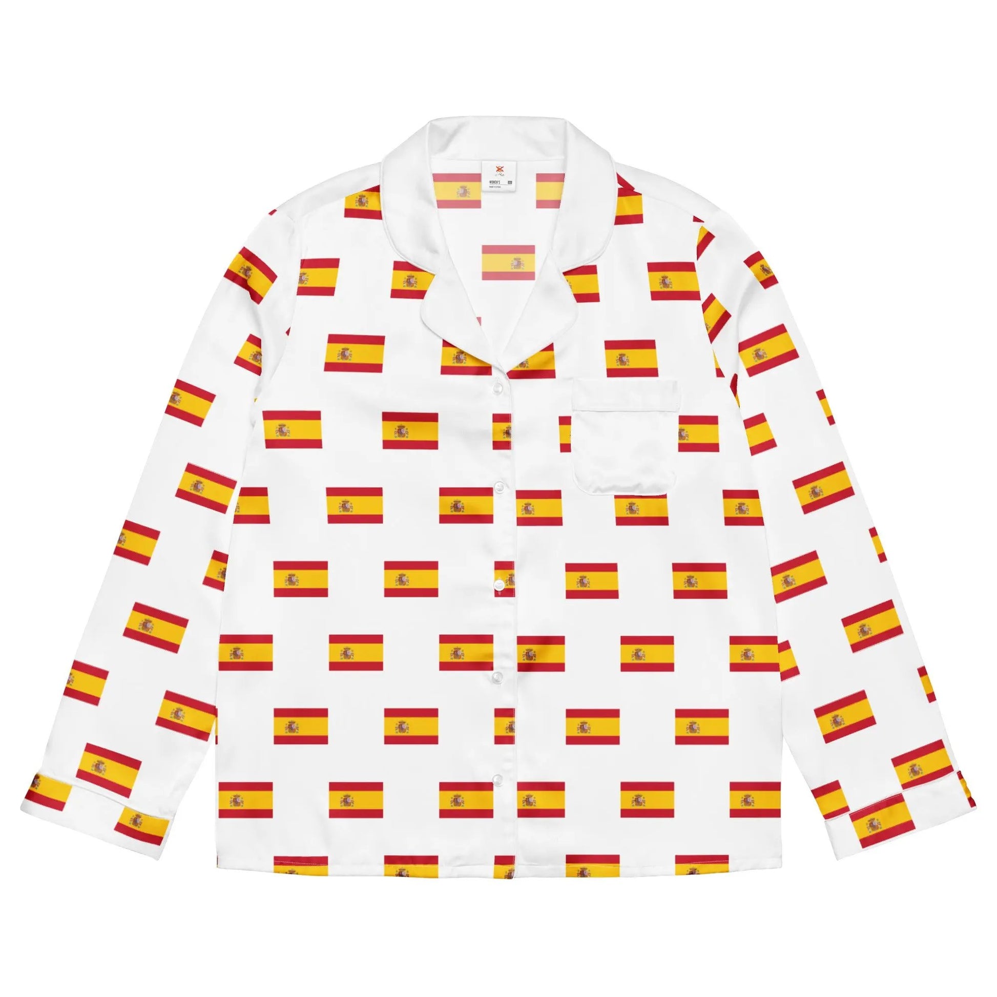 Comprar Pijama de manga larga Blanco Bandera España con ribete La Flamenca de Borgoña Bandera España