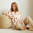 Comprar Pijama de manga larga Blanco Bandera España con ribete La Flamenca de Borgoña Bandera España