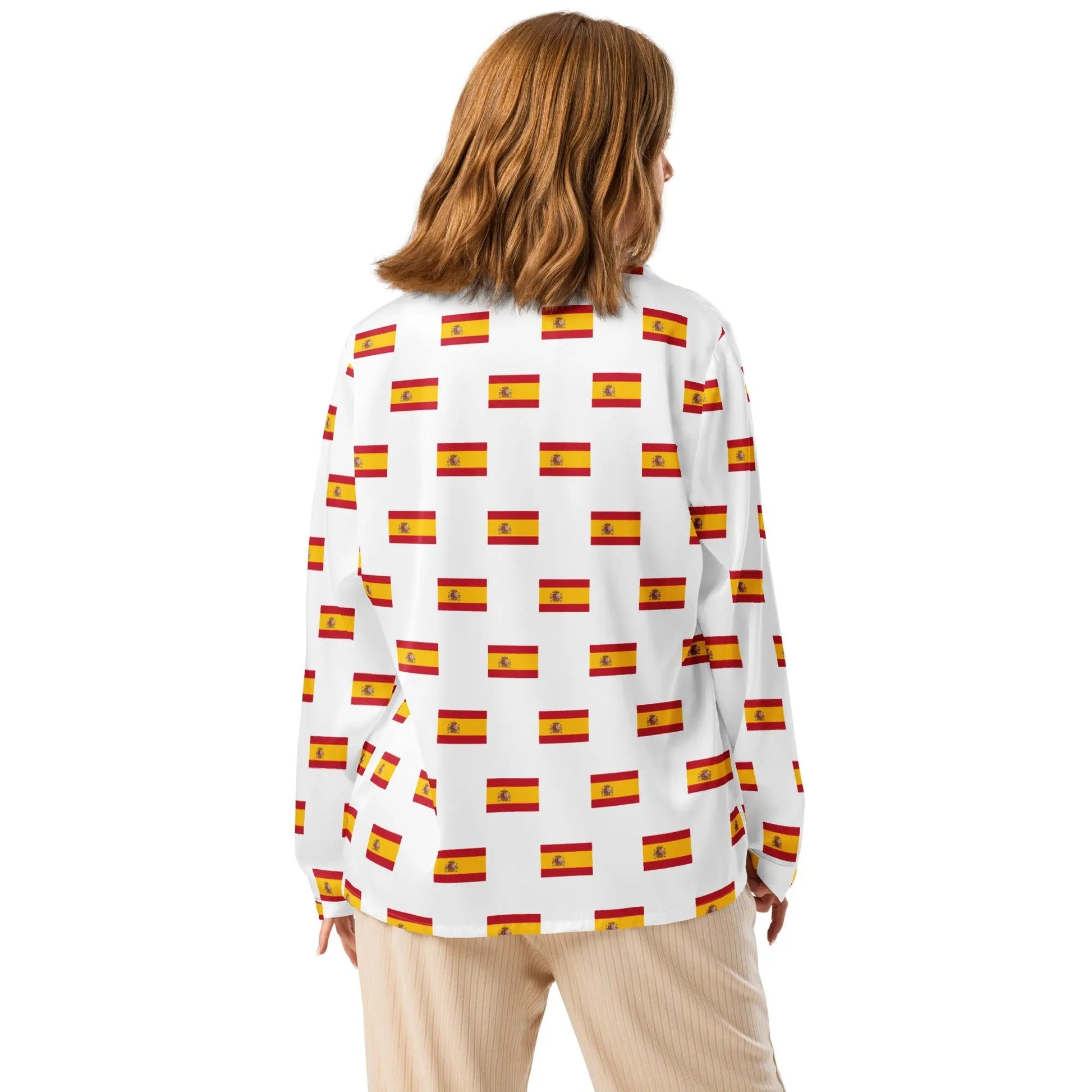 Comprar Pijama de manga larga Blanco Bandera España con ribete La Flamenca de Borgoña Bandera España