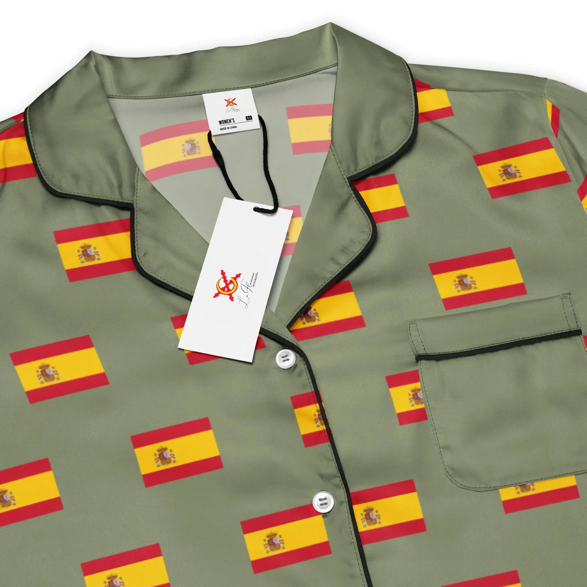 Comprar Pijama de manga larga Verde Bandera España con Ribete La Flamenca de Borgoña Bandera España