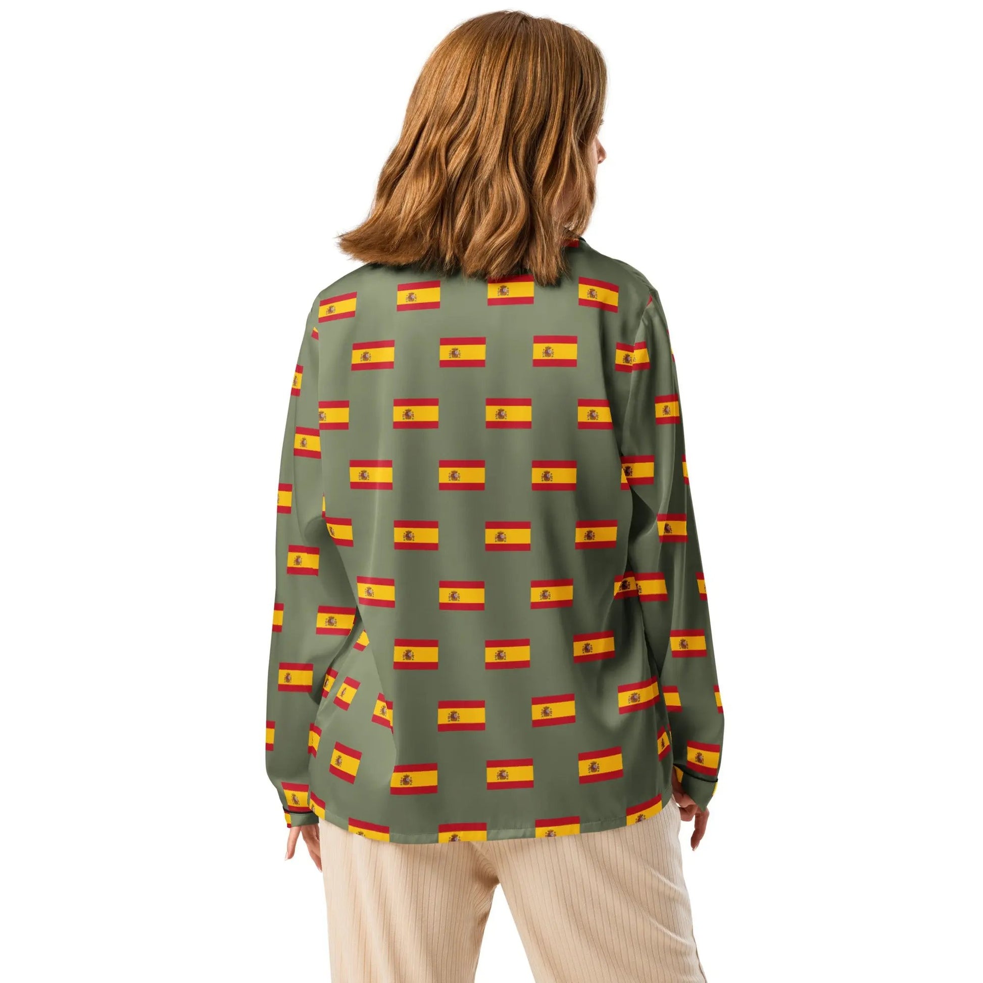 Comprar Pijama de manga larga Verde Bandera España con Ribete La Flamenca de Borgoña Bandera España