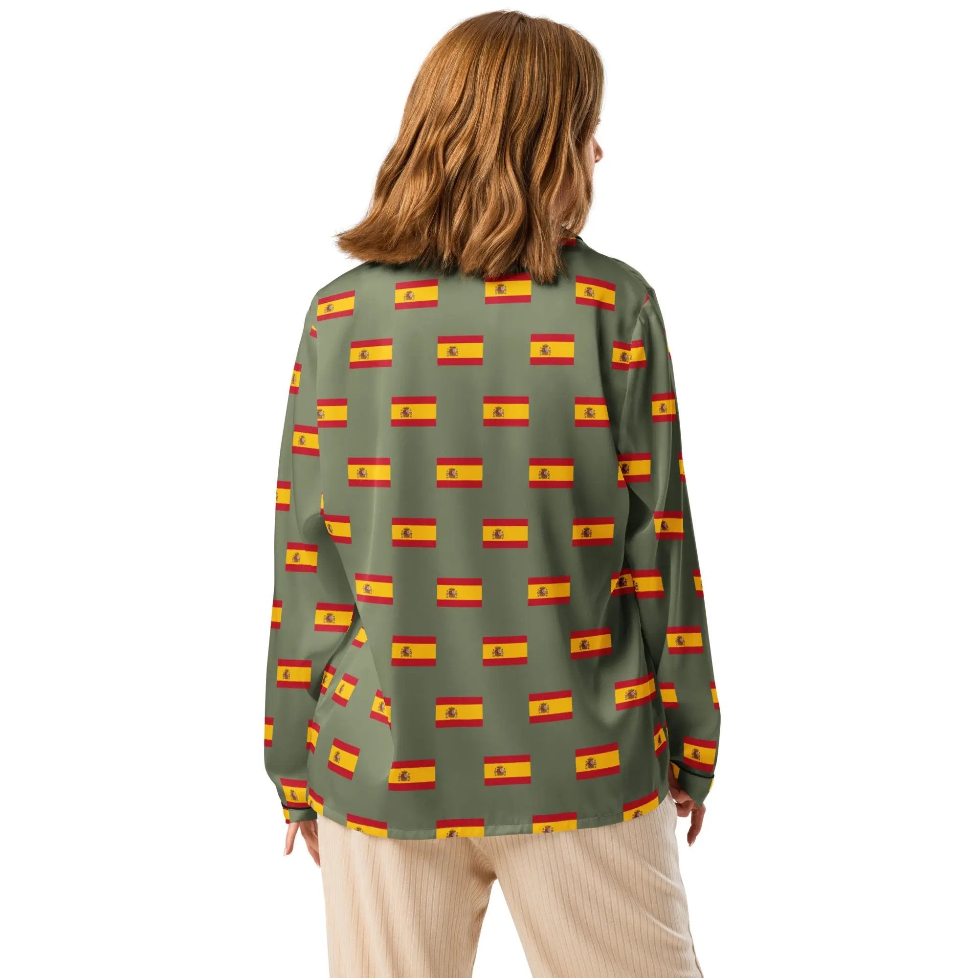 Comprar Pijama de manga larga Verde Bandera España con Ribete La Flamenca de Borgoña Bandera España