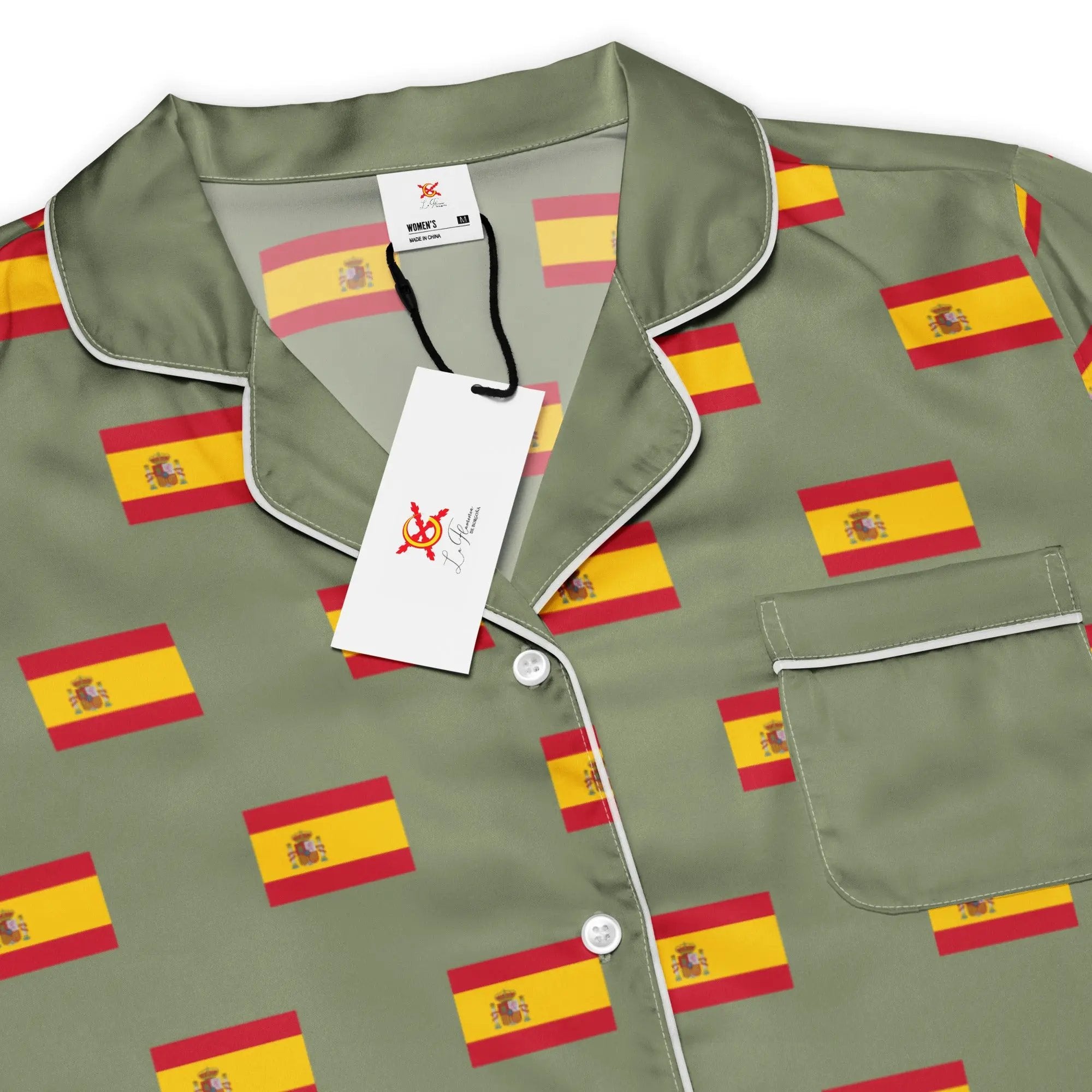 Comprar Pijama de manga larga Verde Bandera España con Ribete La Flamenca de Borgoña Bandera España