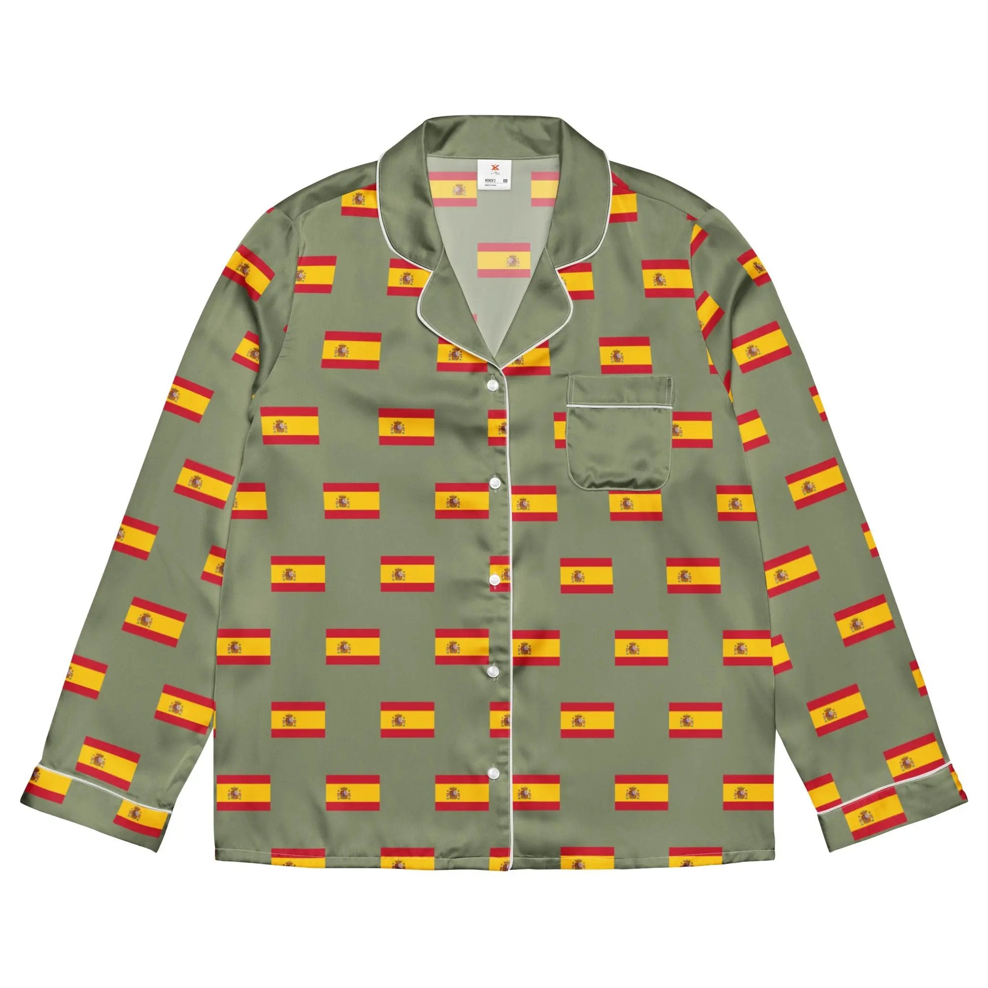 Comprar Pijama de manga larga Verde Bandera España con Ribete La Flamenca de Borgoña Bandera España