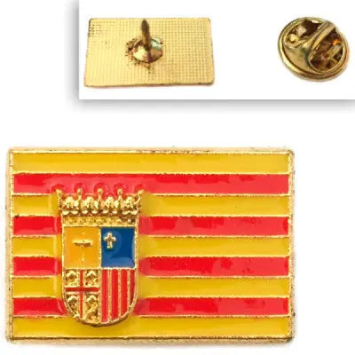Comprar Pin de Solapa Bandera de Aragón Esmaltado La Flamenca de Borgoña Bandera España