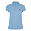 Comprar Polo Bandera España Mujer Azul Celeste bordado logo La Flamenca de Borgoña, Bandera de España, Cruz de Borgoña, Patricia Muñoz, VOX, Santiago Abascal