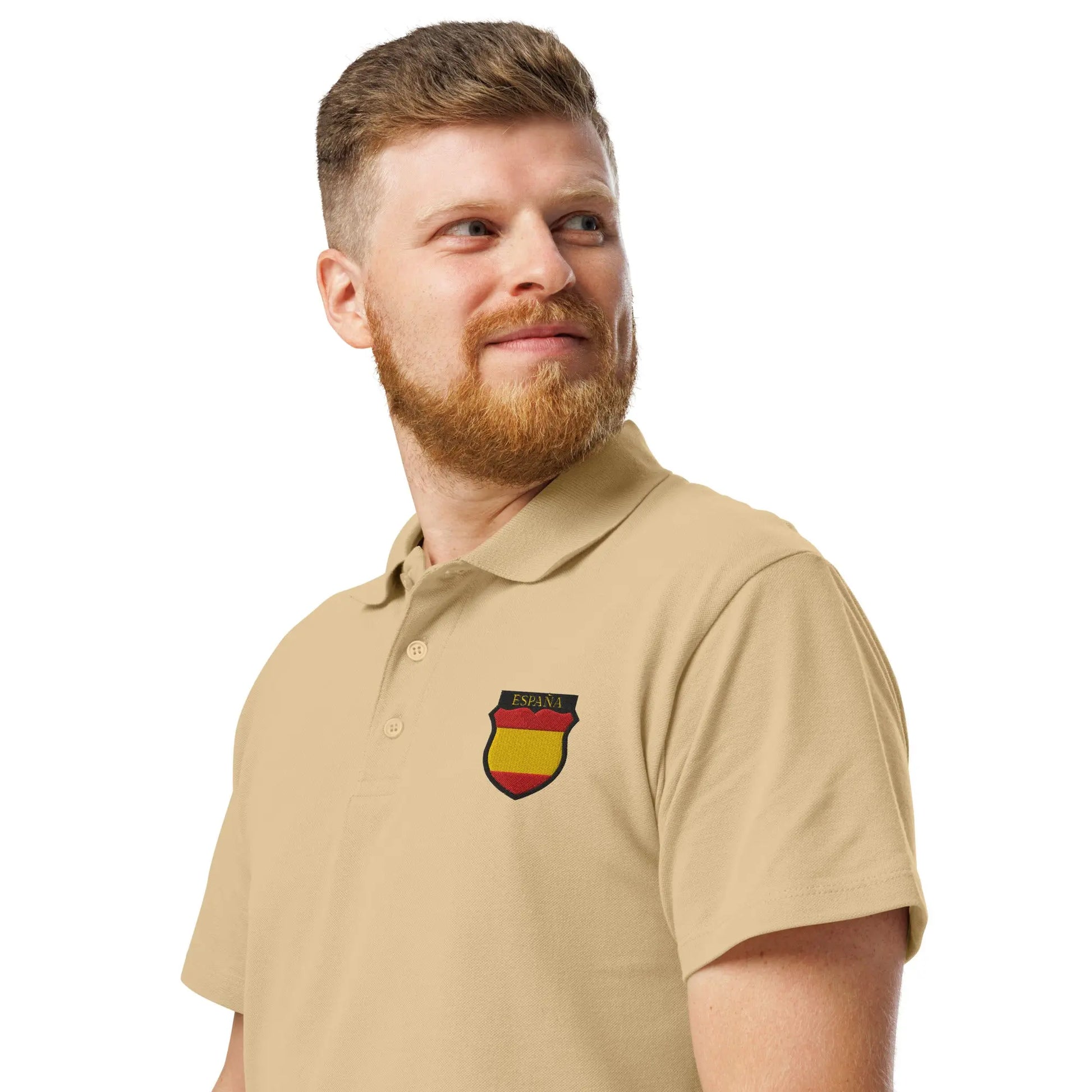 Comprar Polo División Azul de piqué premium La Flamenca de Borgoña, Bandera de España, Cruz de Borgoña, Patricia Muñoz, VOX