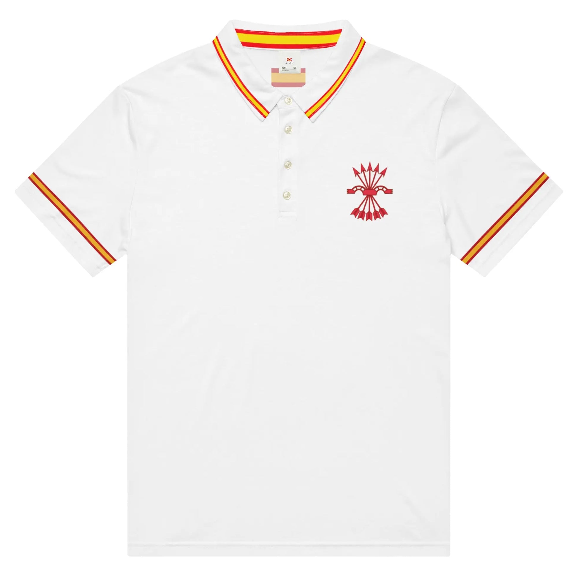 Comprar Polo ajustado para hombre Falange Española La Flamenca de Borgoña, Bandera de España, Cruz de Borgoña, Patricia Muñoz, VOX