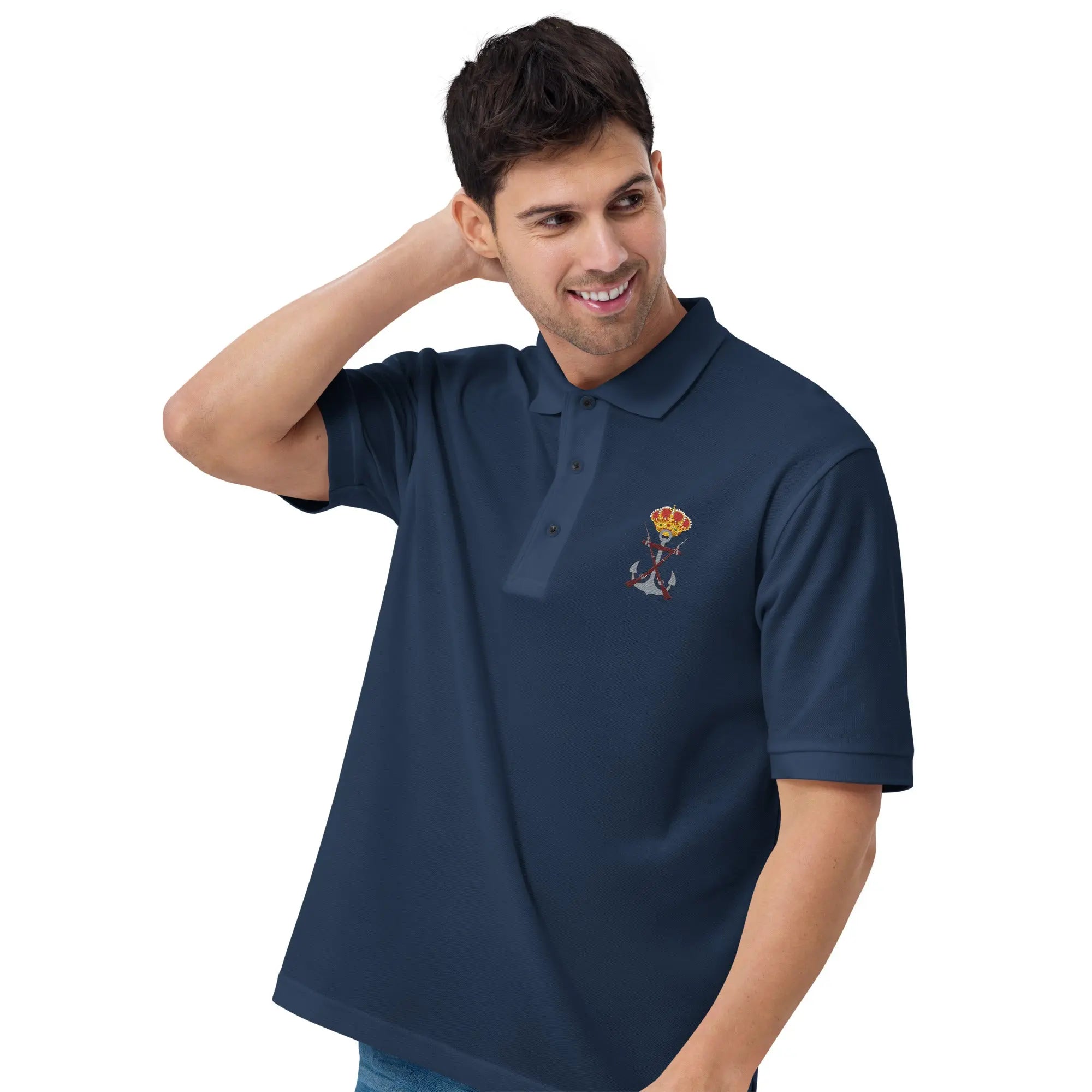 Comprar Polo para hombre premium Infantería de Marina La Flamenca de Borgoña, Bandera de España, Cruz de Borgoña, Patricia Muñoz, VOX