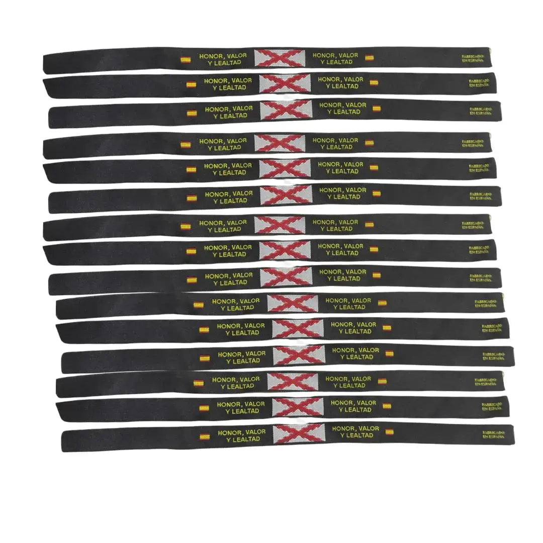 Comprar Pulsera Cruz de Borgoña "Honor, valor y lealtad" fondo negro Bandera España La Flamenca de Borgoña Patricia Muñoz VOX