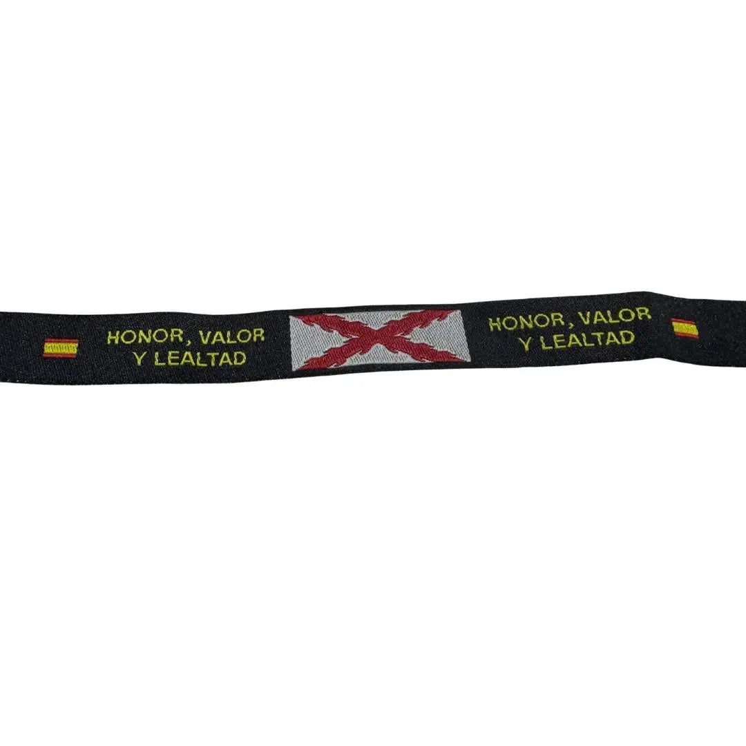 Comprar Pulsera Cruz de Borgoña "Honor, valor y lealtad" fondo negro Bandera España La Flamenca de Borgoña Patricia Muñoz VOX