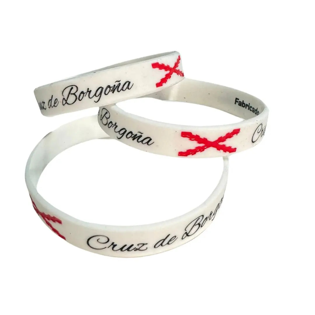 Comprar Pulsera Cruz de Borgoña de silicona blanca Bandera España La Flamenca de Borgoña Patricia Muñoz VOX