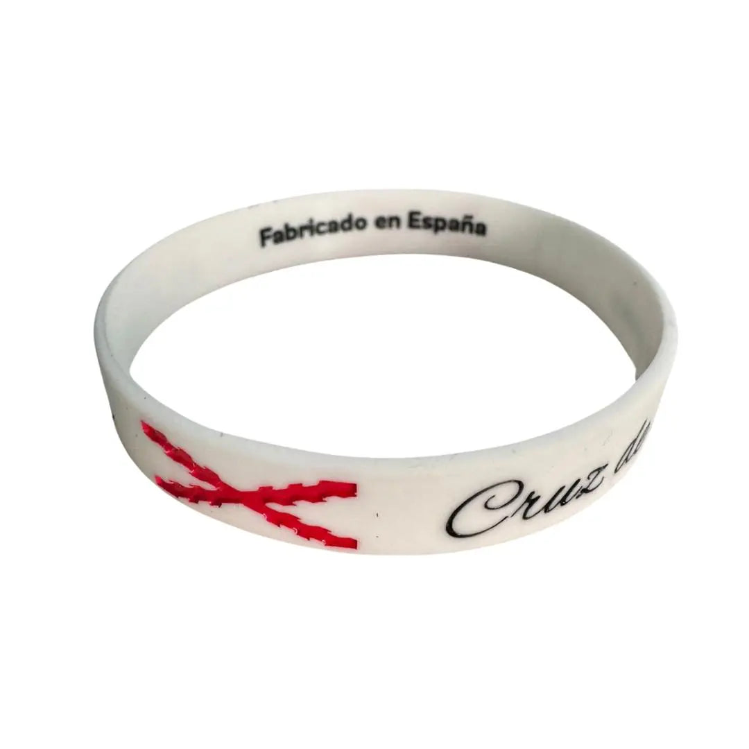 Comprar Pulsera Cruz de Borgoña de silicona blanca Bandera España La Flamenca de Borgoña Patricia Muñoz VOX