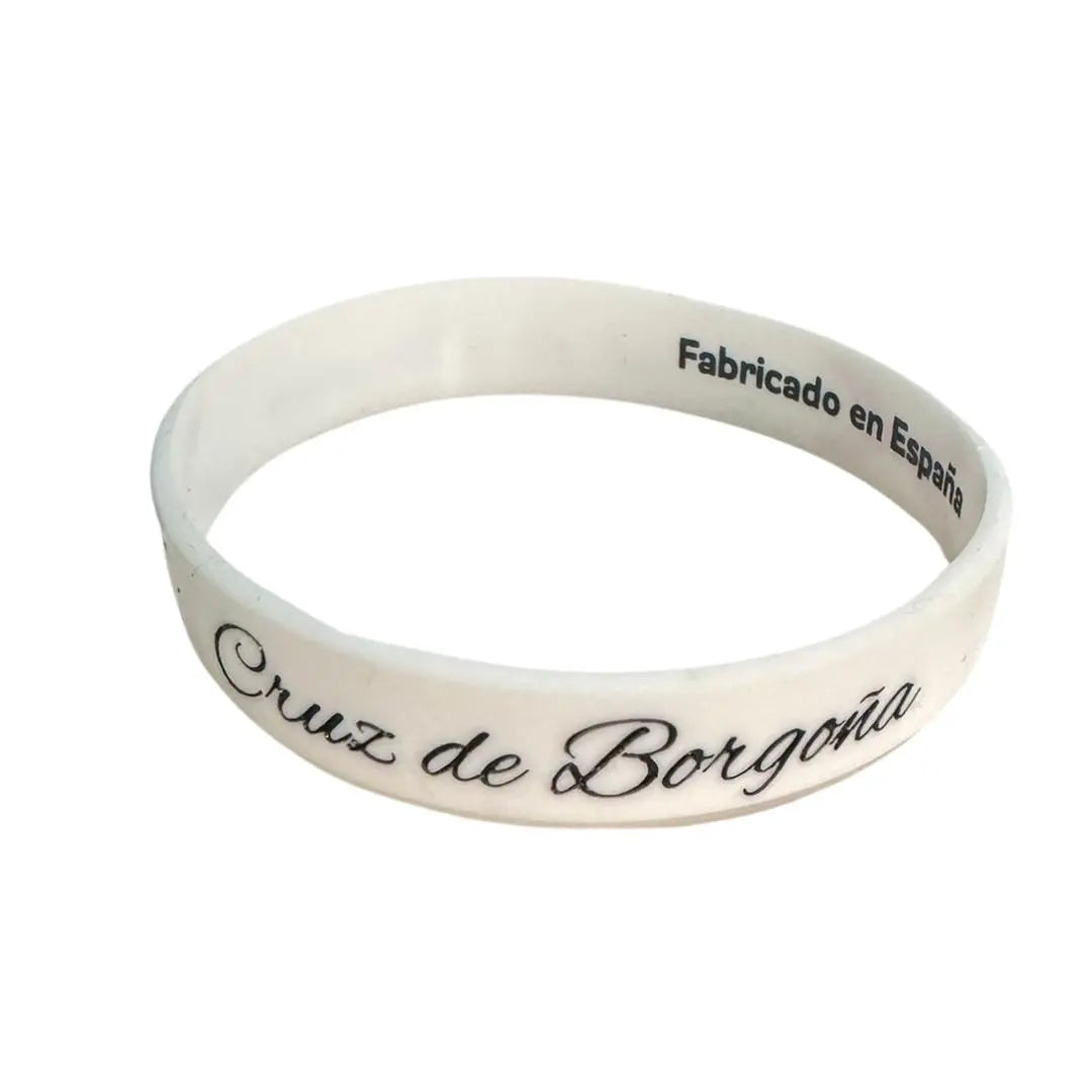 Comprar Pulsera Cruz de Borgoña de silicona blanca Bandera España La Flamenca de Borgoña Patricia Muñoz VOX