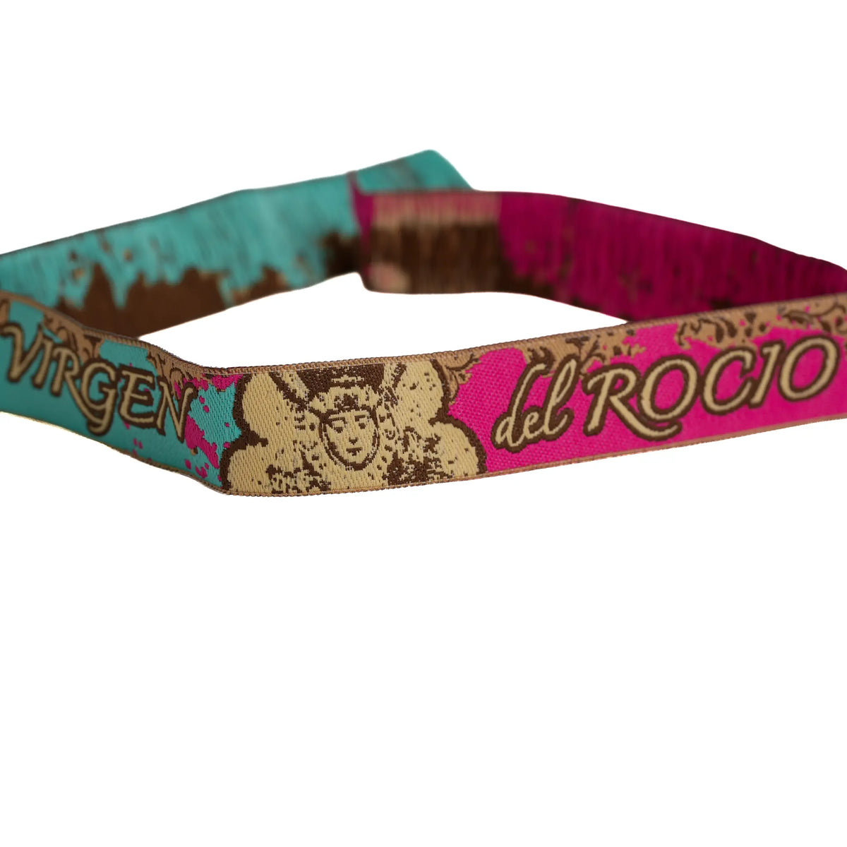 Comprar Pulsera Virgen del Rocío rosa y azul La Flamenca de Borgoña Bandera España