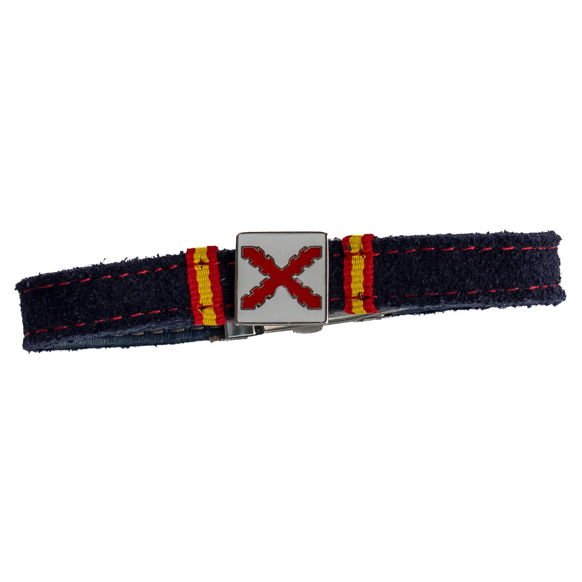 Comprar Pulsera de piel serraje azul marino con Cruz de Borgoña La Flamenca de Borgoña Bandera España