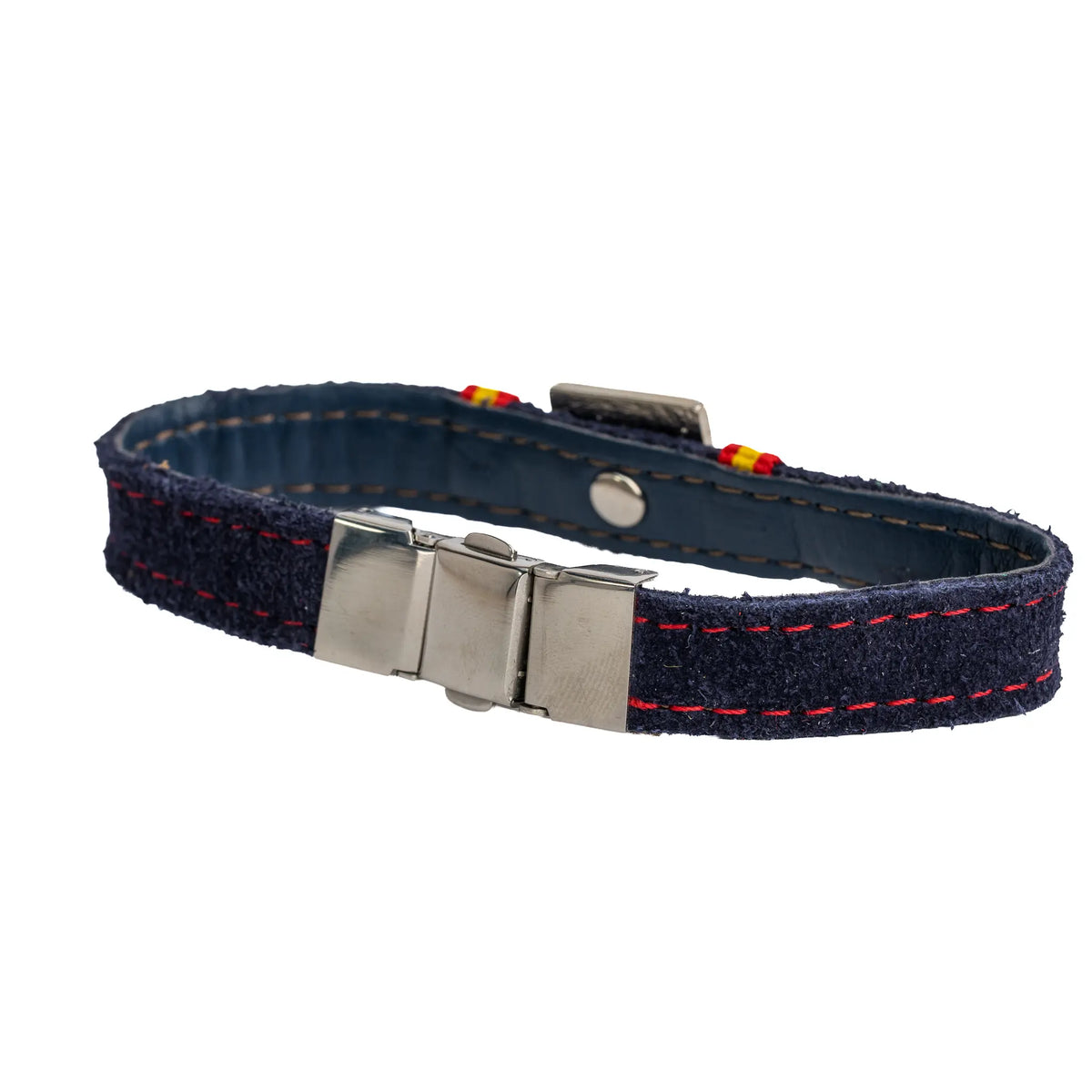 Comprar Pulsera de piel serraje azul marino con Cruz de Borgoña La Flamenca de Borgoña Bandera España