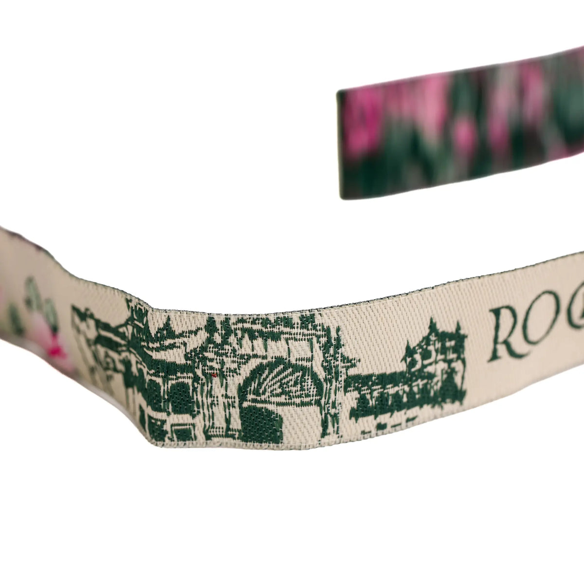 Comprar Pulsera de tela Virgen del Rocío con Flores rosas La Flamenca de Borgoña Bandera España