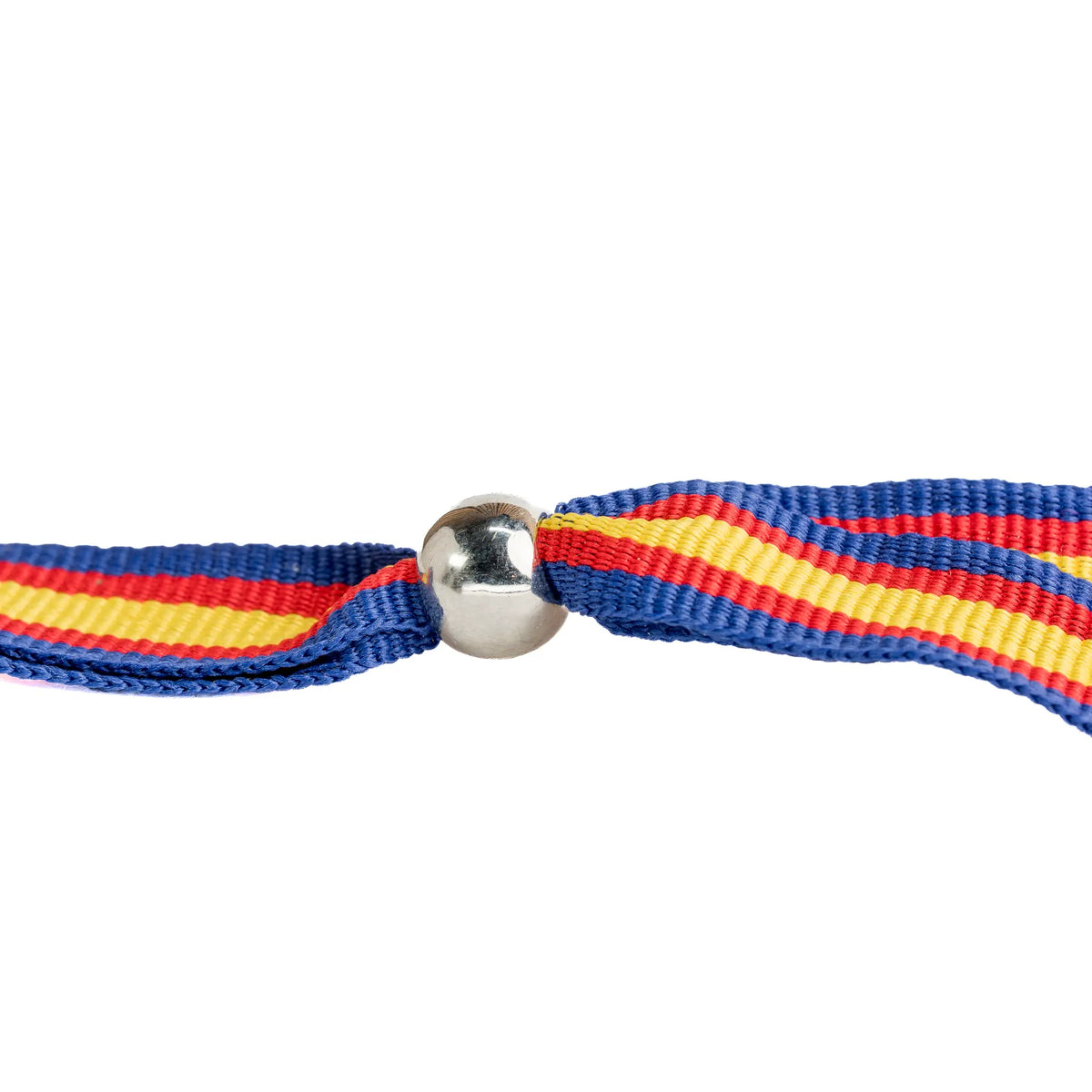 Comprar Pulsera de tela bandera de España con perfil azul con bola plateada · 1,5 cm La Flamenca de Borgoña Bandera España
