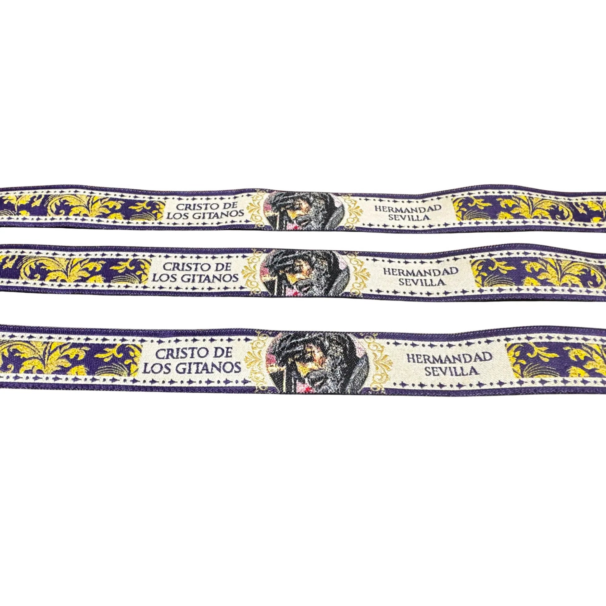Comprar Pulsera de tela cofrade Cristo de los Gitanos, Hermandad de Sevilla La Flamenca de Borgoña Bandera España
