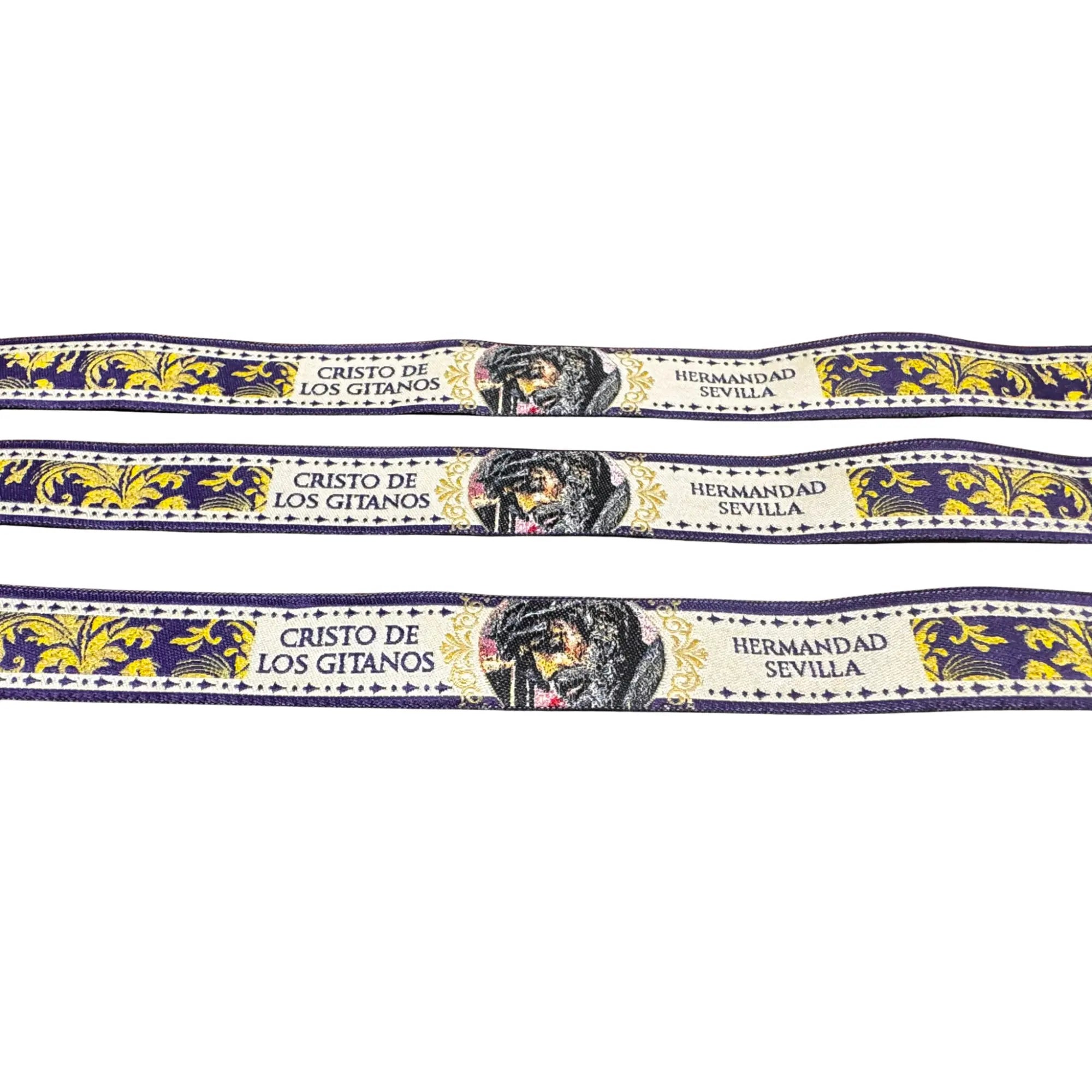 Comprar Pulsera de tela cofrade Cristo de los Gitanos, Hermandad de Sevilla La Flamenca de Borgoña Bandera España