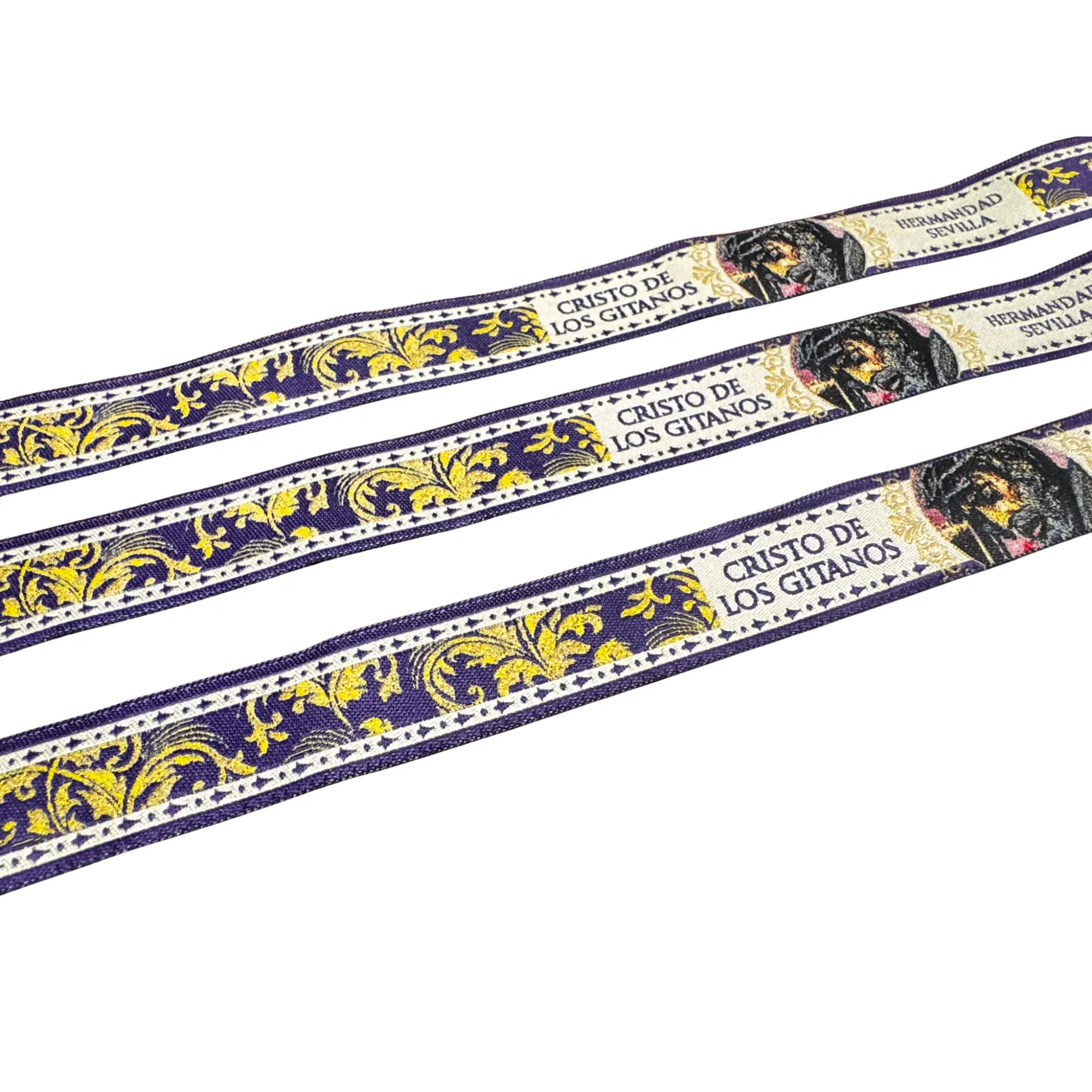 Comprar Pulsera de tela cofrade Cristo de los Gitanos, Hermandad de Sevilla La Flamenca de Borgoña Bandera España
