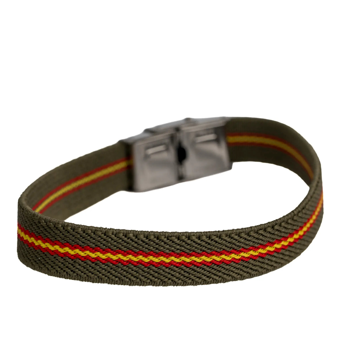 Comprar Pulsera elástica verde con bandera de España y cierre metálico La Flamenca de Borgoña Bandera España
