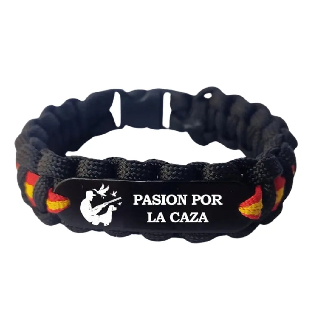 Pulsera paracord Pasión por la Caza con Cazador Bandera España