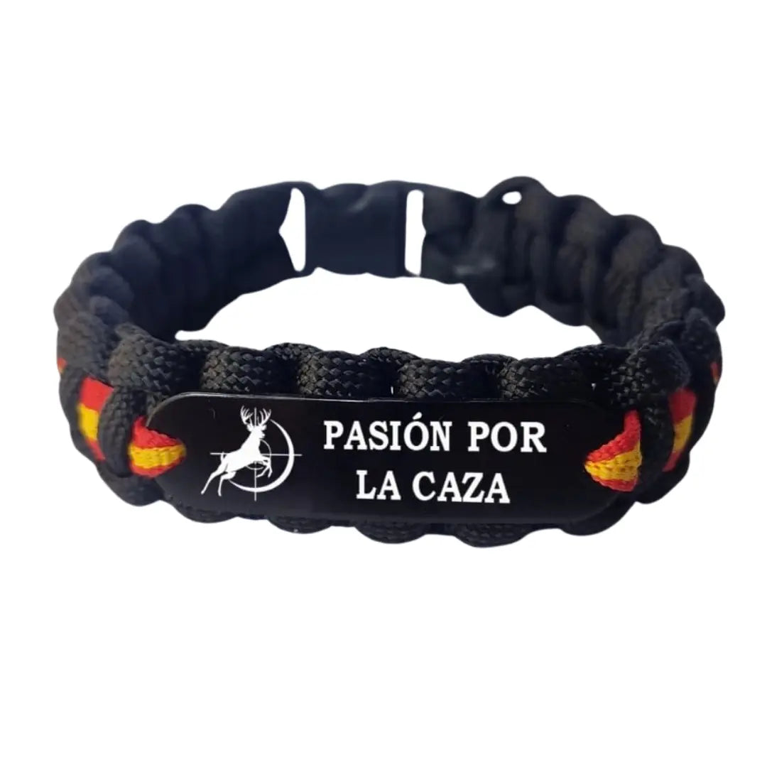 Pulsera paracord Pasión por la Caza con Ciervo Bandera España