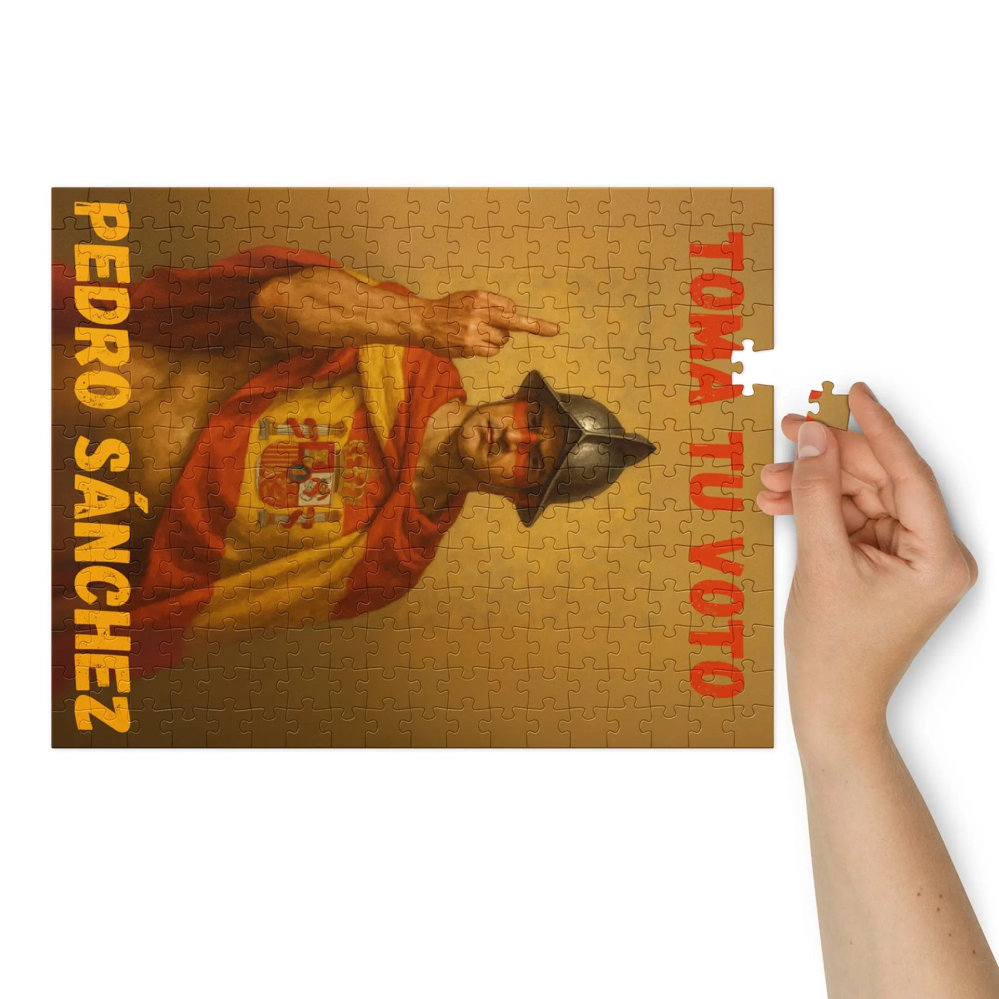Comprar Puzzle con caja metálica "Toma tu voto, Pedro Sánchez" La Flamenca de Borgoña Bandera España