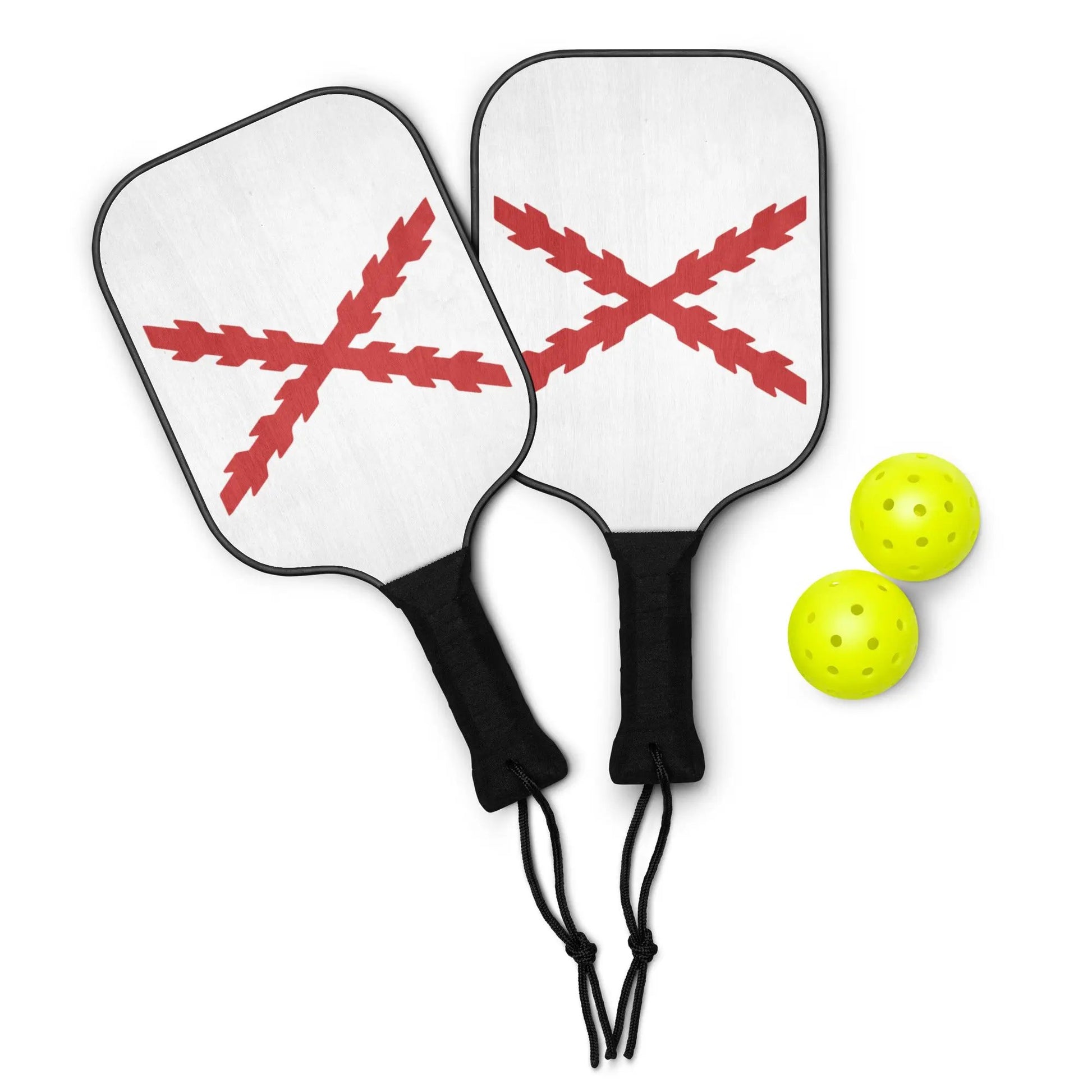 Comprar Set de palas de pickleball Cruz de Borgoña fondo blanco La Flamenca de Borgoña Bandera España