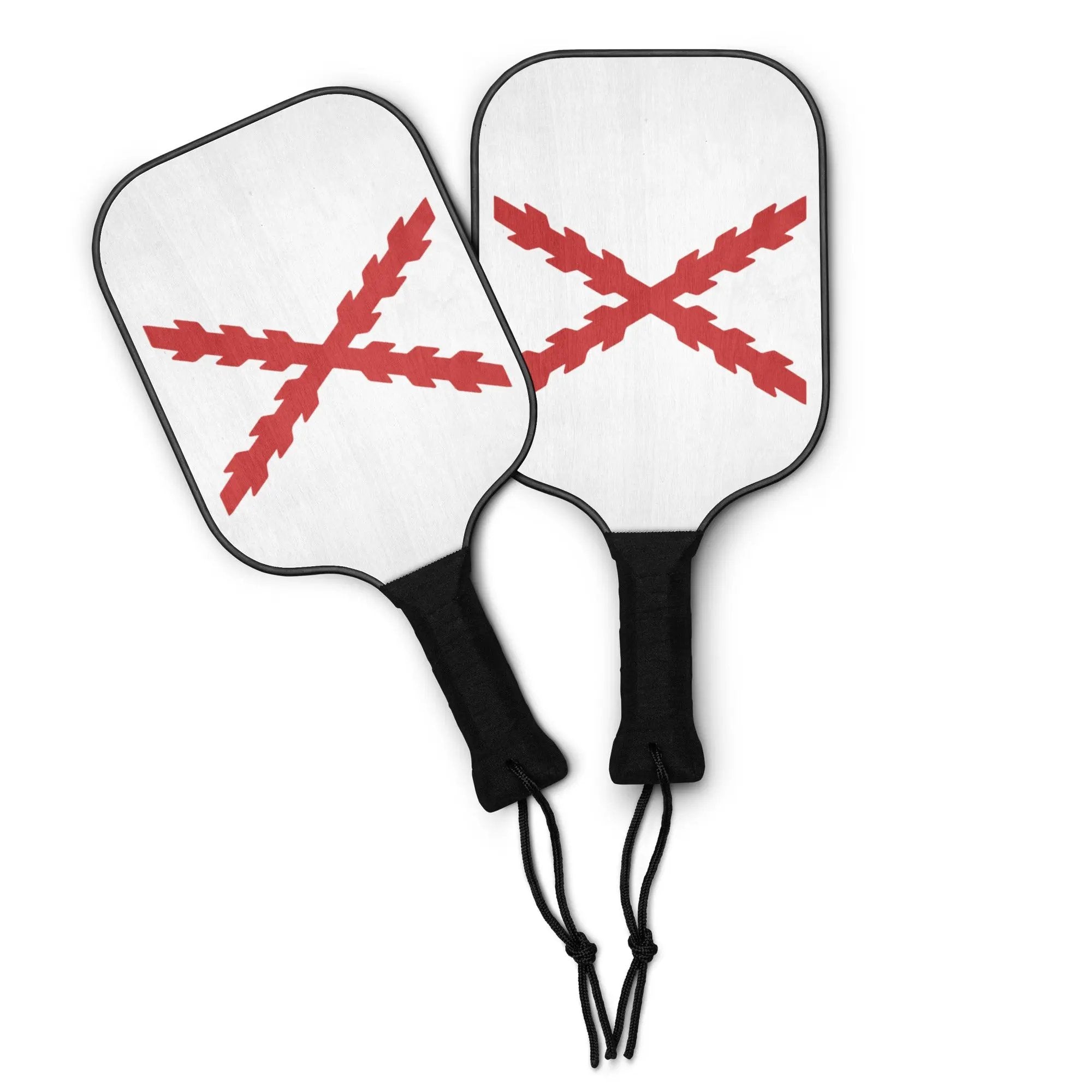 Comprar Set de palas de pickleball Cruz de Borgoña fondo blanco La Flamenca de Borgoña Bandera España