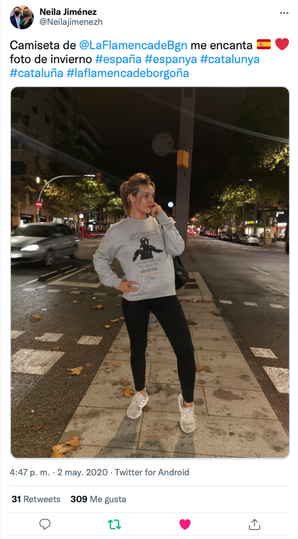 Comprar Sudadera Mosso "La república no existe, idiota" Bandera España La Flamenca de Borgoña Patricia Muñoz VOX