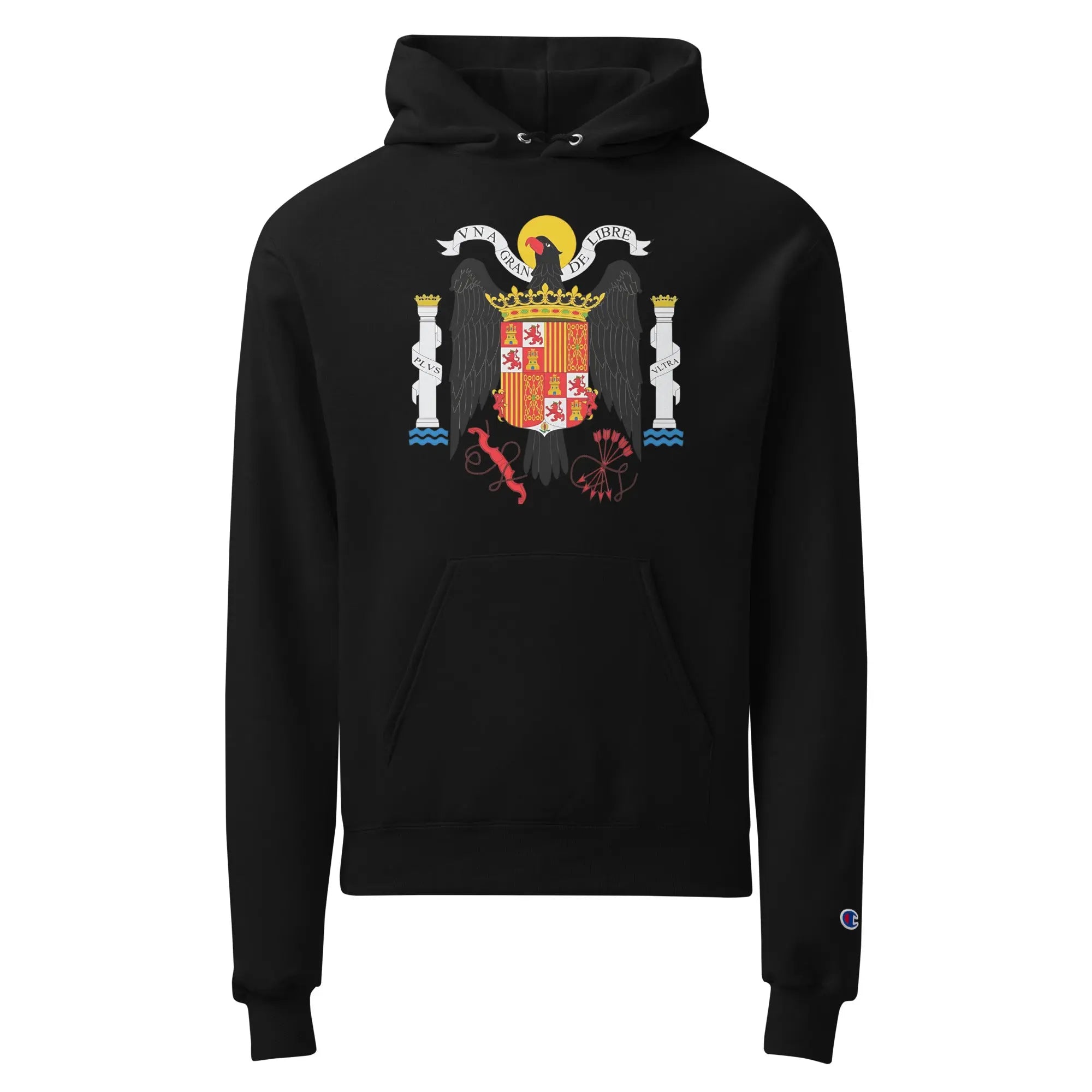 Comprar Sudadera con capucha unisex Champion Águila de San Juan Bandera España La Flamenca de Borgoña Patricia Muñoz VOX