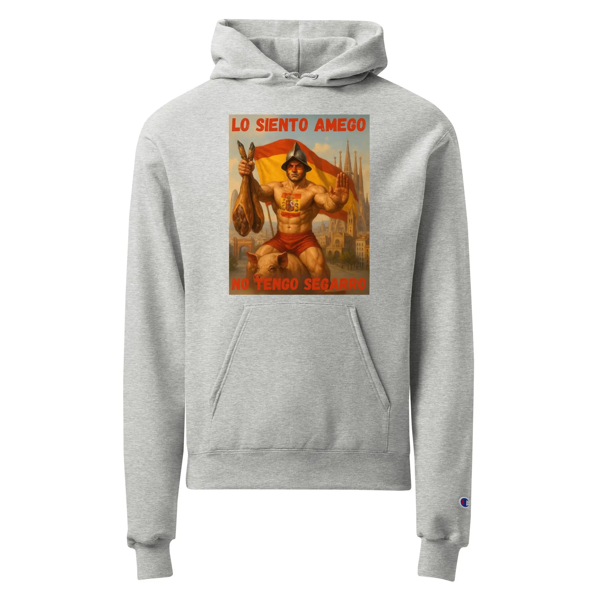Comprar Sudadera con capucha unisex Champion Lo siento Amego, no tengo segarro Bandera España La Flamenca de Borgoña Patricia Muñoz VOX