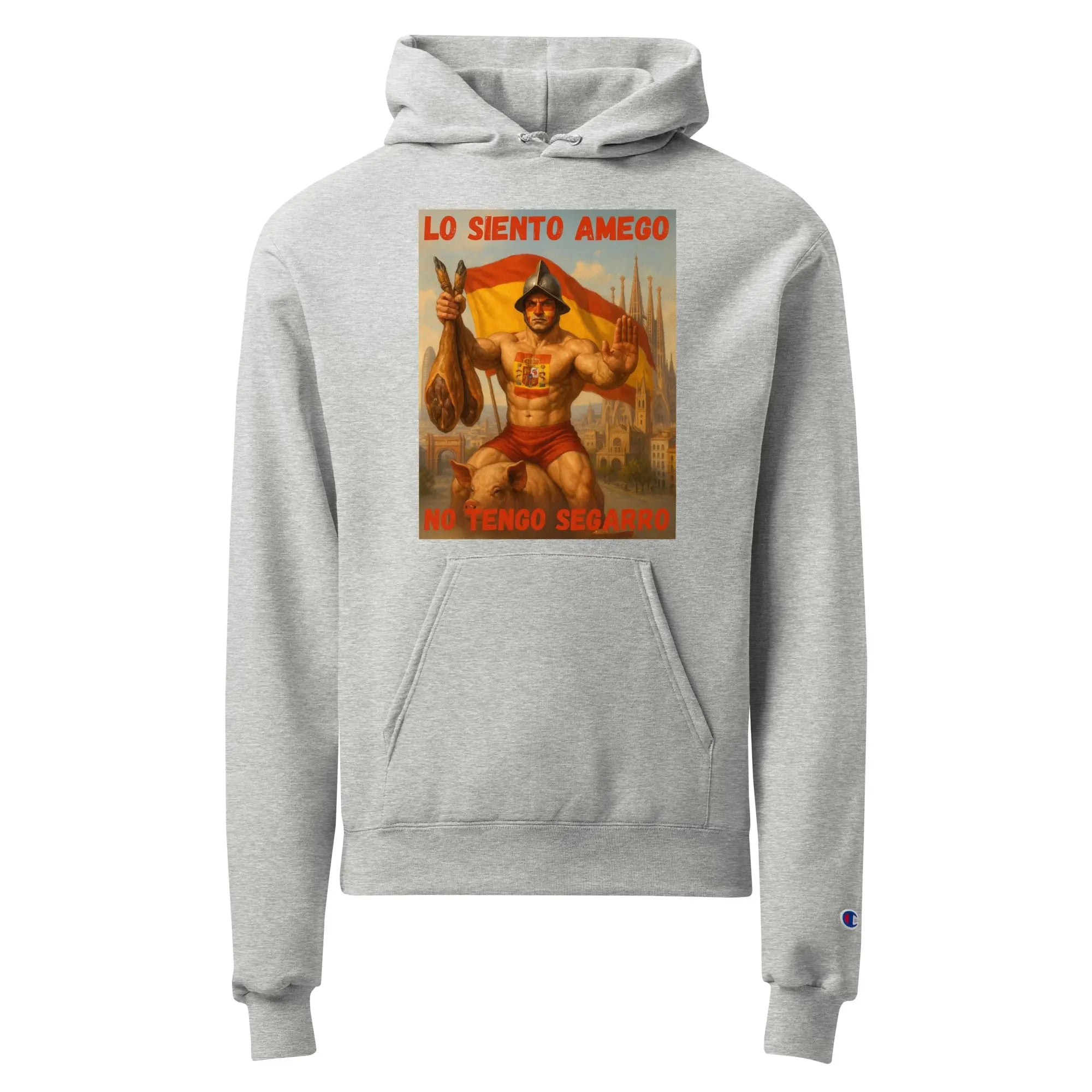 Comprar Sudadera con capucha unisex Champion Lo siento Amego, no tengo segarro Bandera España La Flamenca de Borgoña Patricia Muñoz VOX