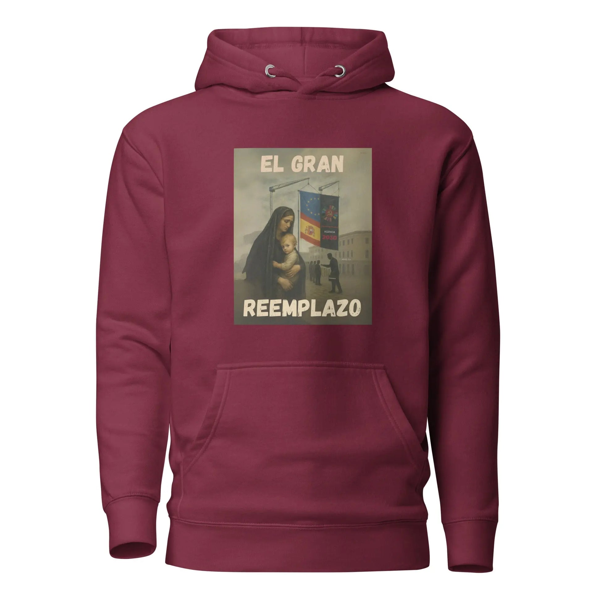 Comprar Sudadera "El gran reemplazo" Bandera España La Flamenca de Borgoña Patricia Muñoz VOX