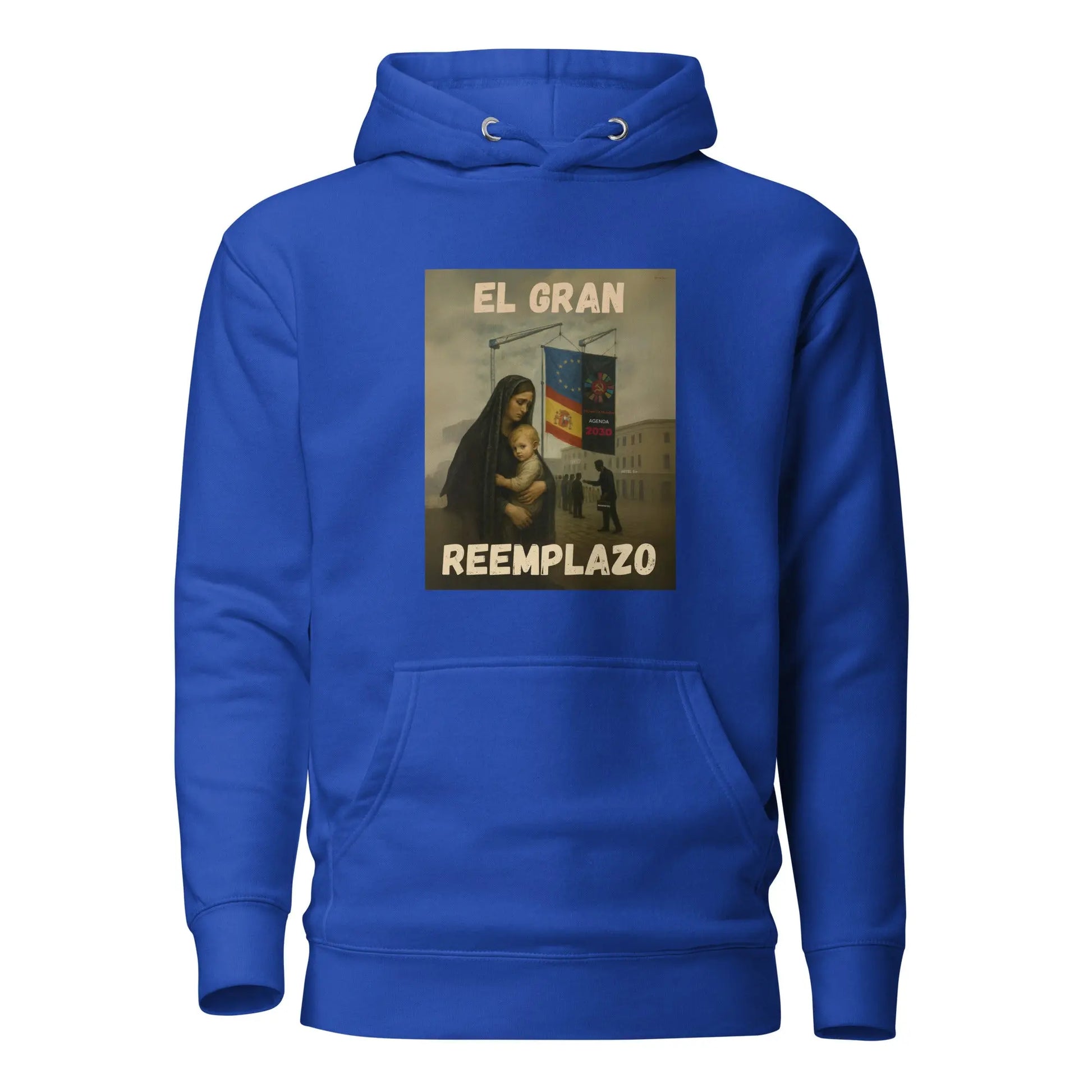 Comprar Sudadera "El gran reemplazo" Bandera España La Flamenca de Borgoña Patricia Muñoz VOX