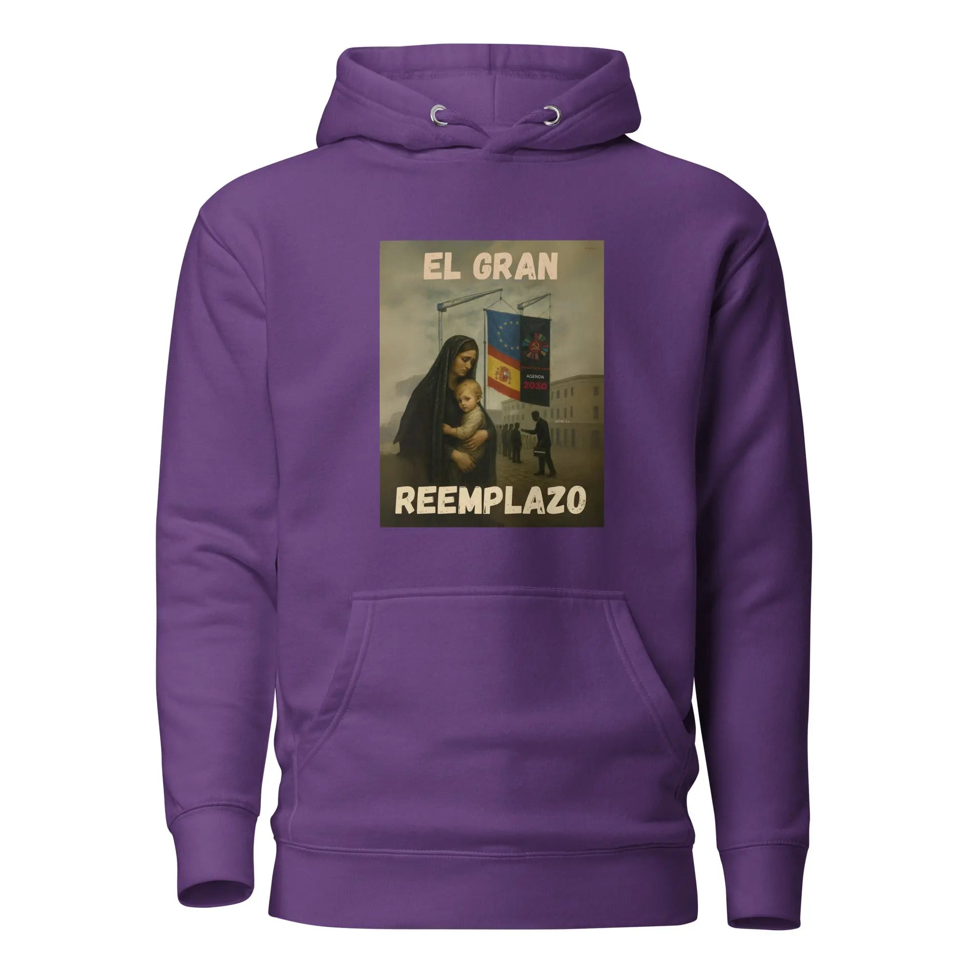 Comprar Sudadera "El gran reemplazo" Bandera España La Flamenca de Borgoña Patricia Muñoz VOX