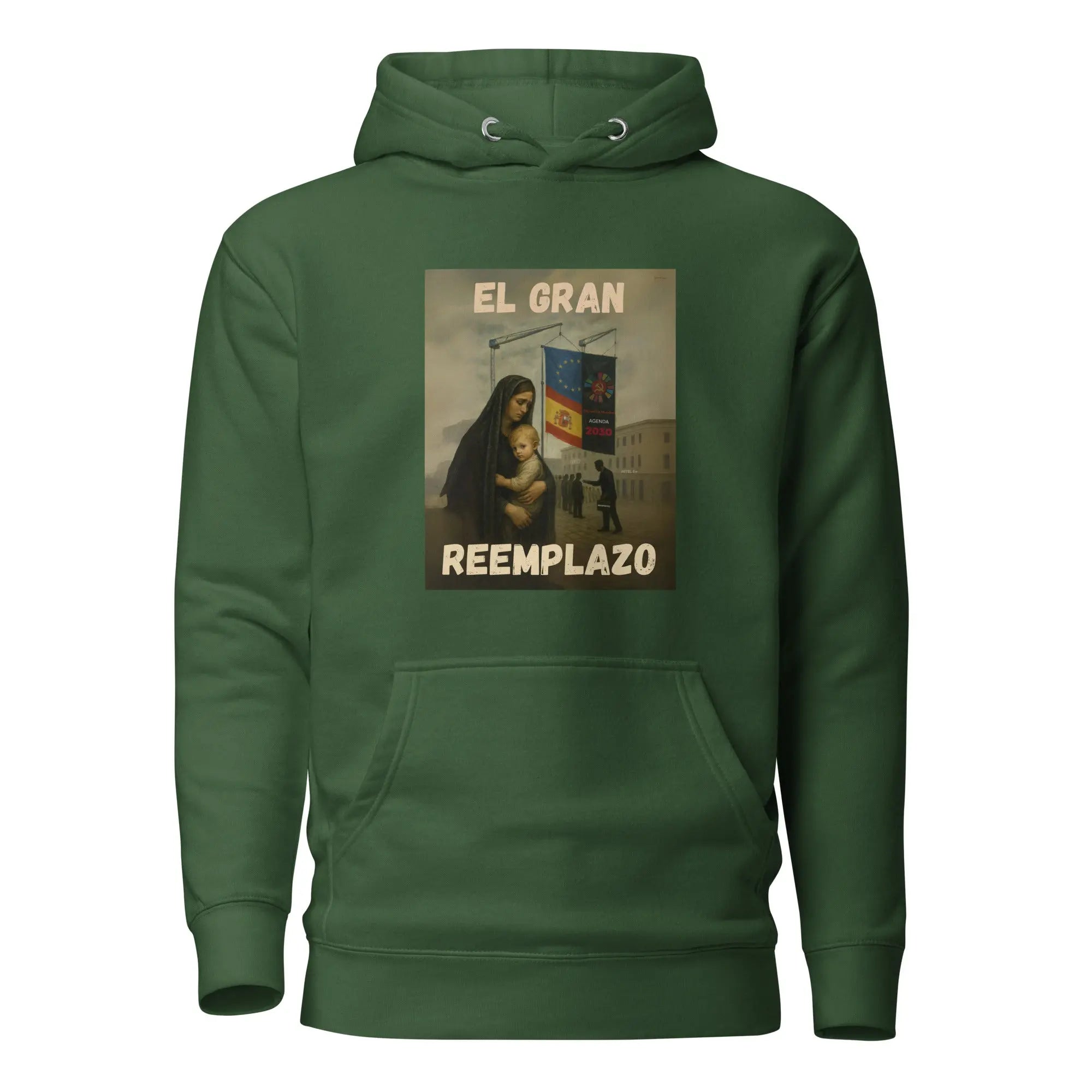 Comprar Sudadera "El gran reemplazo" Bandera España La Flamenca de Borgoña Patricia Muñoz VOX