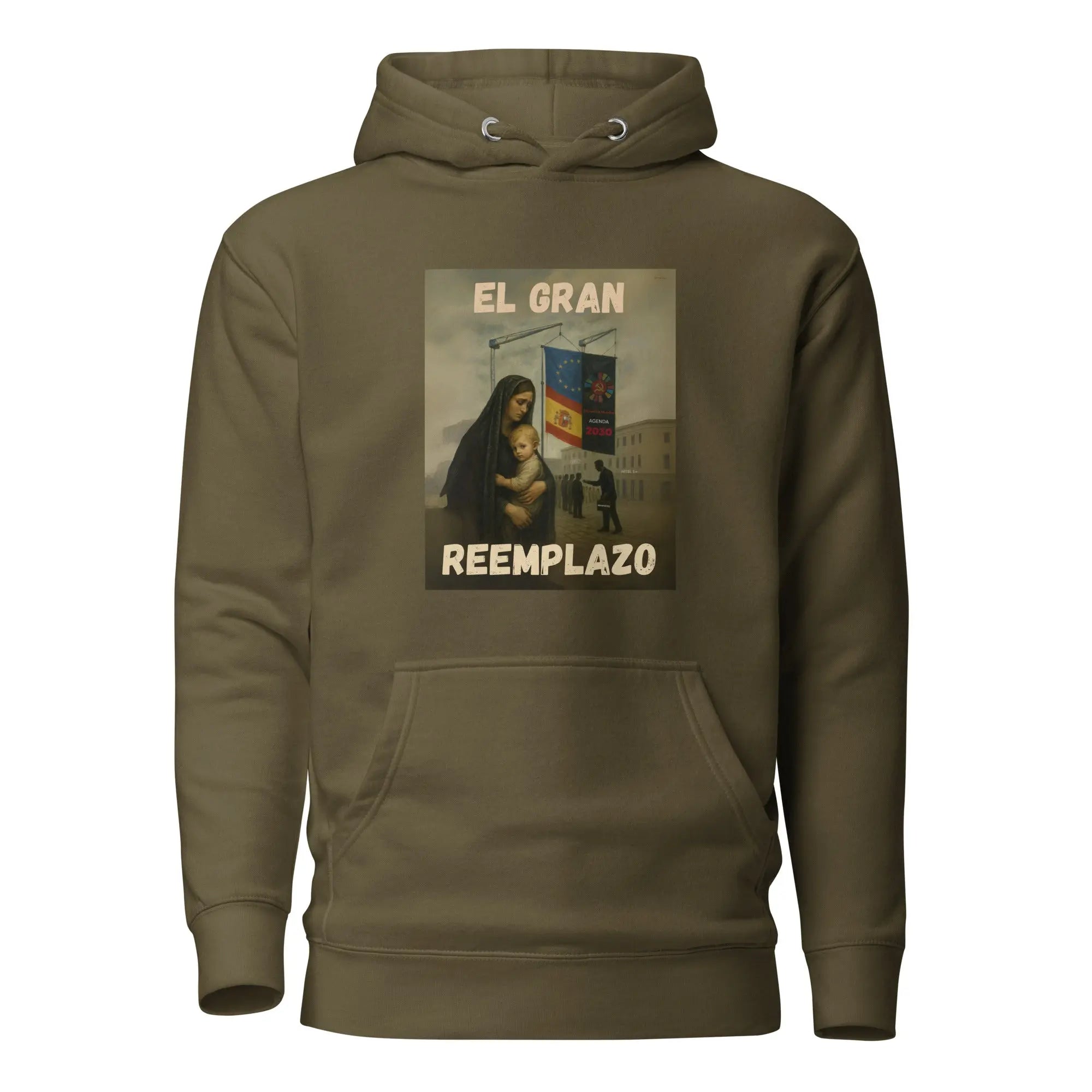 Comprar Sudadera "El gran reemplazo" Bandera España La Flamenca de Borgoña Patricia Muñoz VOX