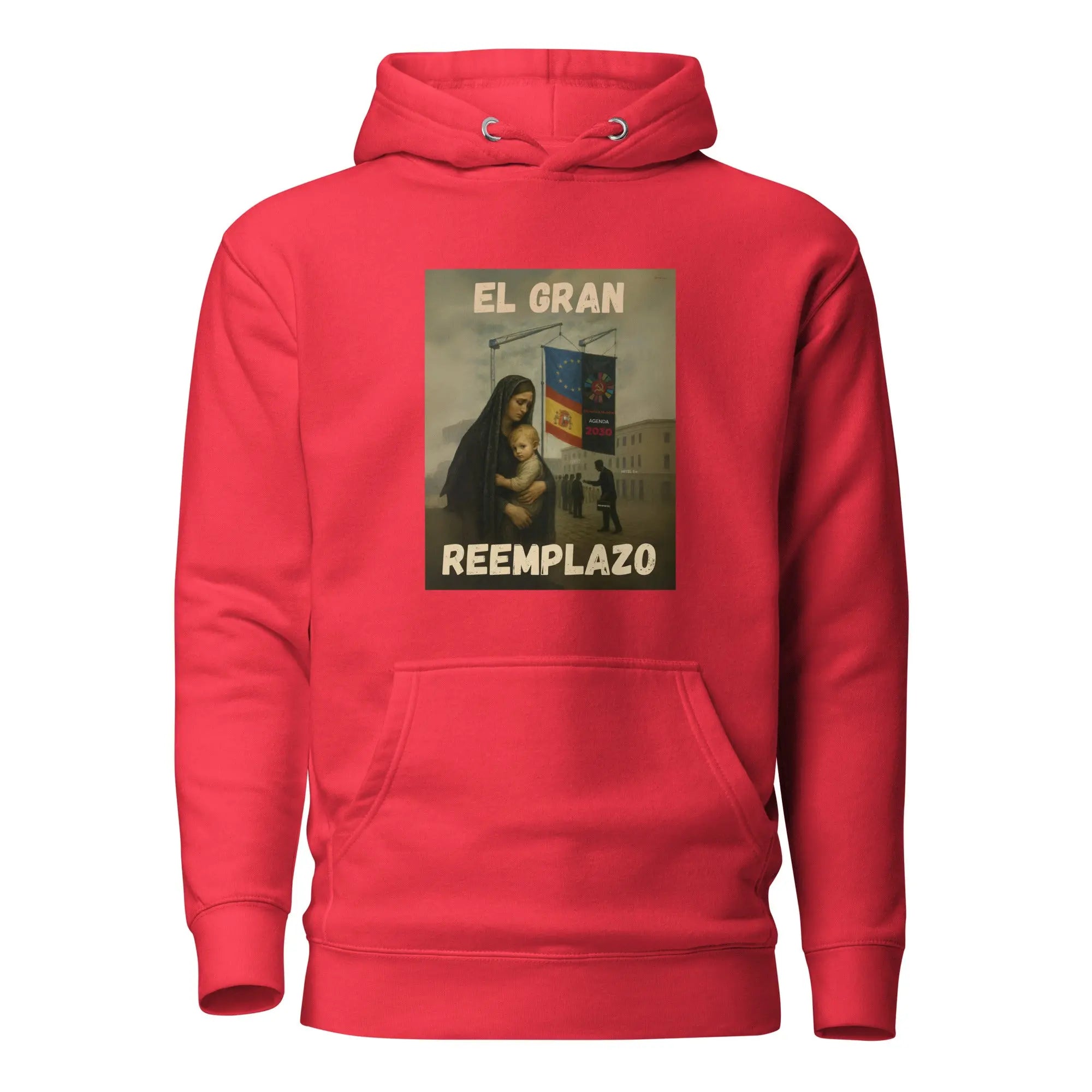 Comprar Sudadera "El gran reemplazo" Bandera España La Flamenca de Borgoña Patricia Muñoz VOX