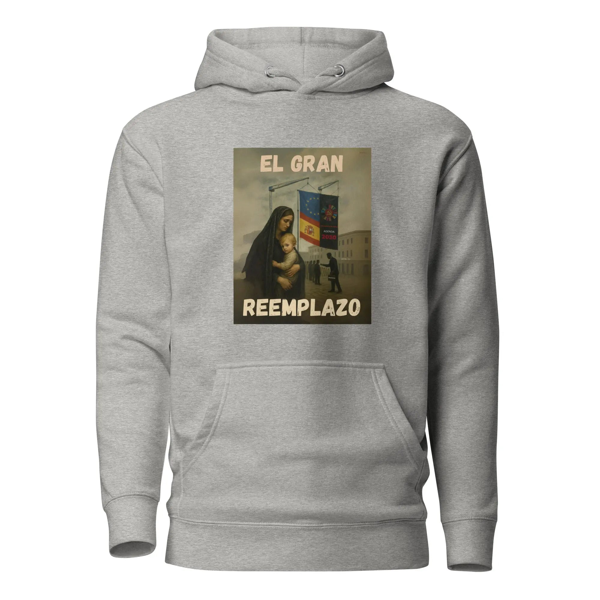 Comprar Sudadera "El gran reemplazo" Bandera España La Flamenca de Borgoña Patricia Muñoz VOX