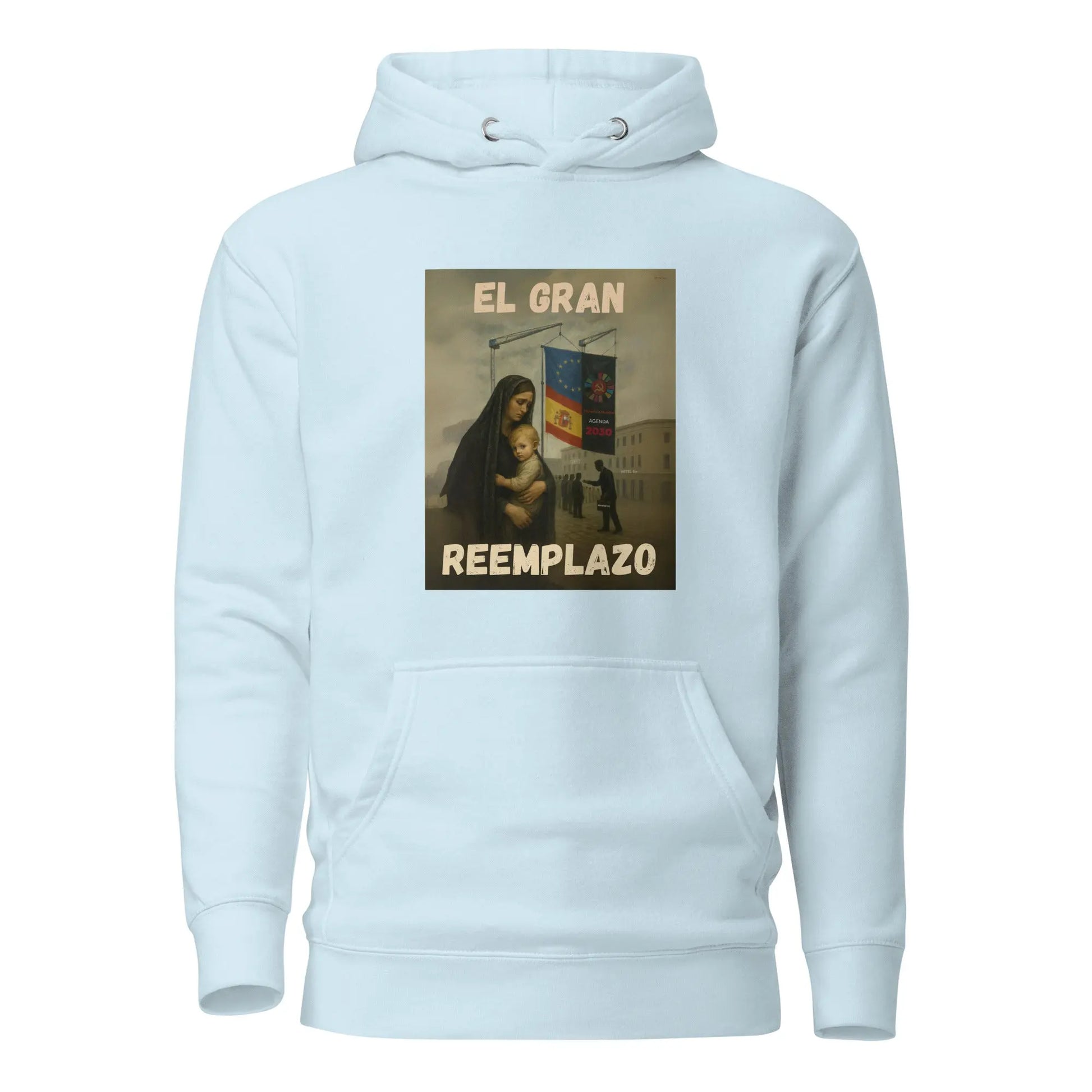 Comprar Sudadera "El gran reemplazo" Bandera España La Flamenca de Borgoña Patricia Muñoz VOX
