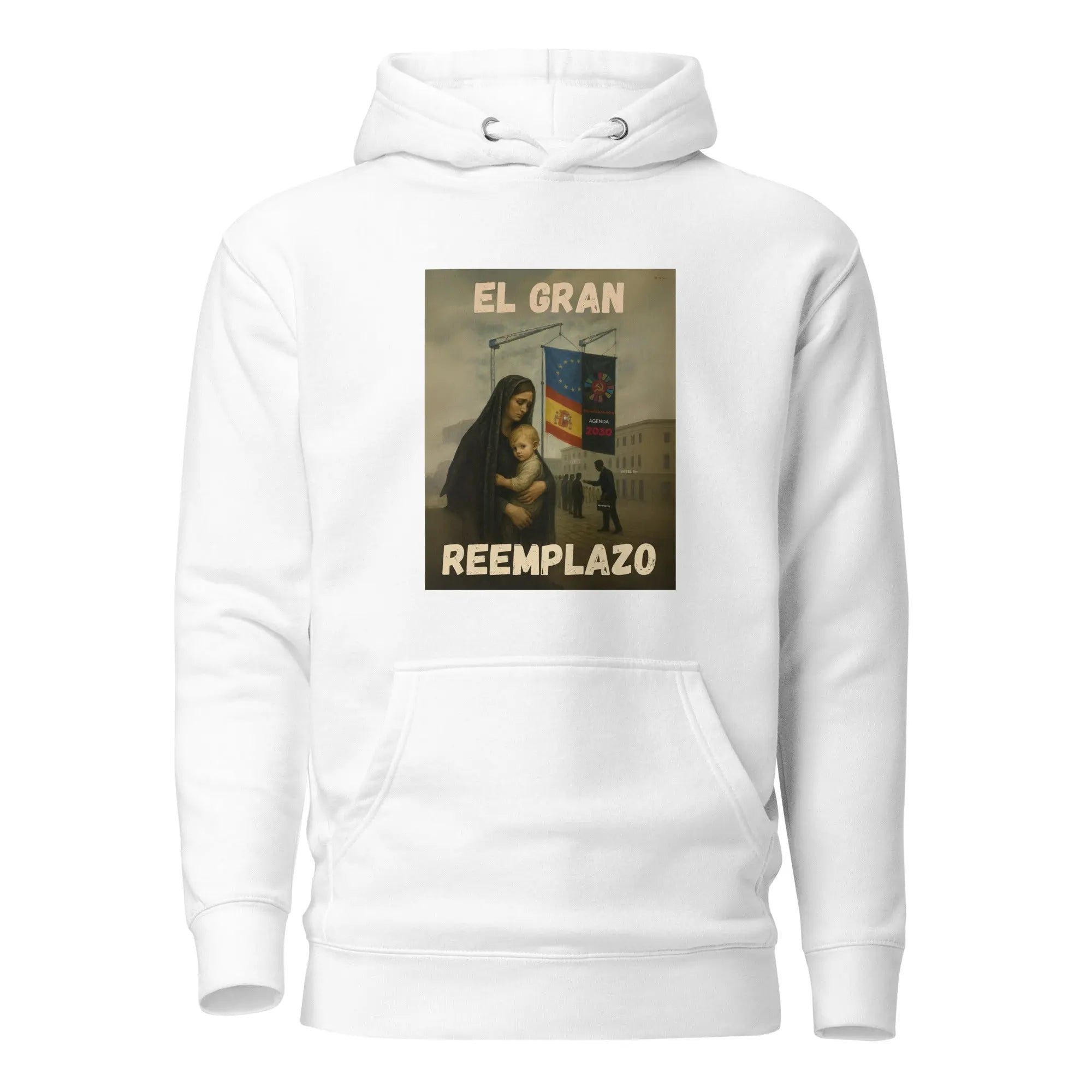 Comprar Sudadera "El gran reemplazo" Bandera España La Flamenca de Borgoña Patricia Muñoz VOX