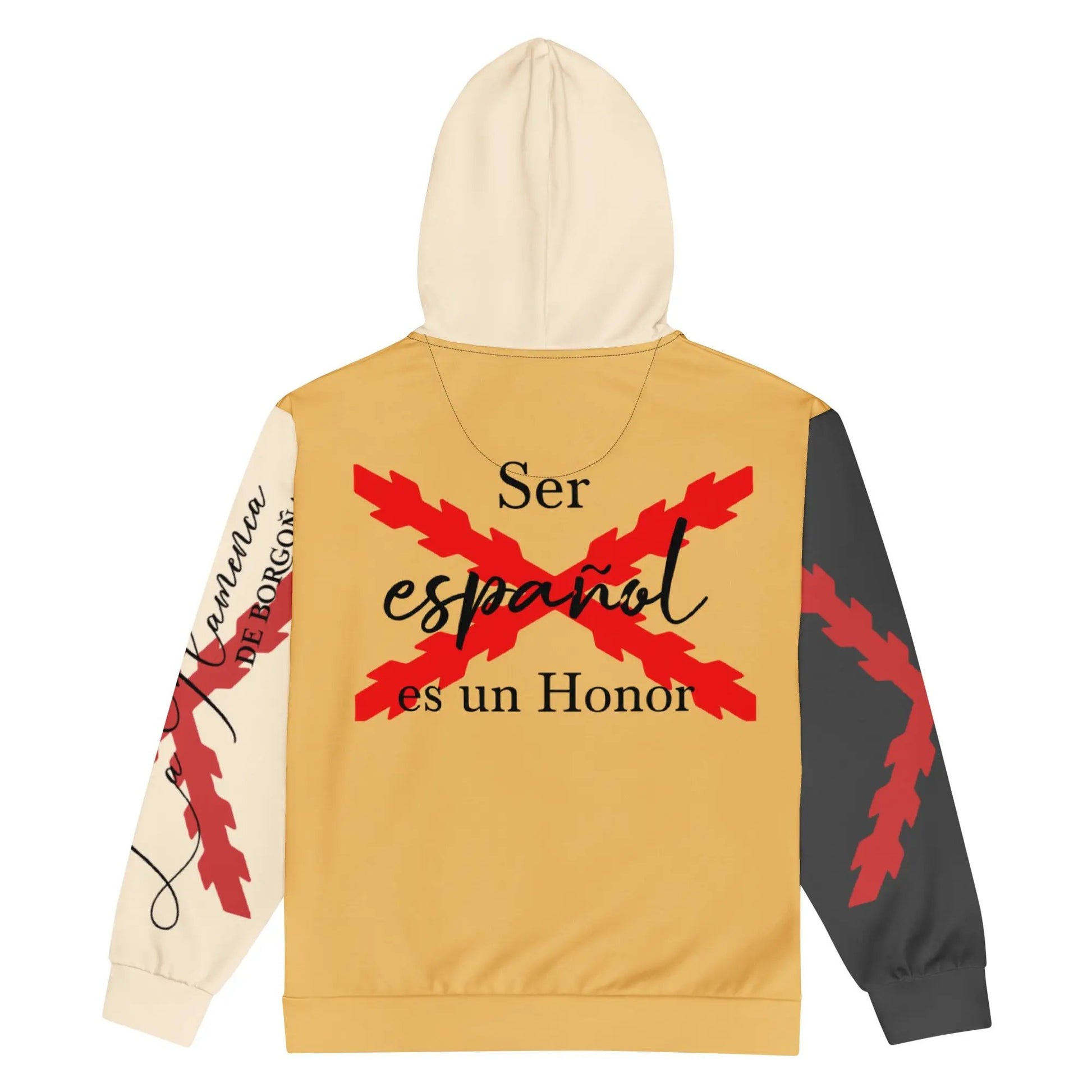 Comprar Sudadera con capucha y cremallera unisex "Ser español es un Honor" La Flamenca de Borgoña Bandera España