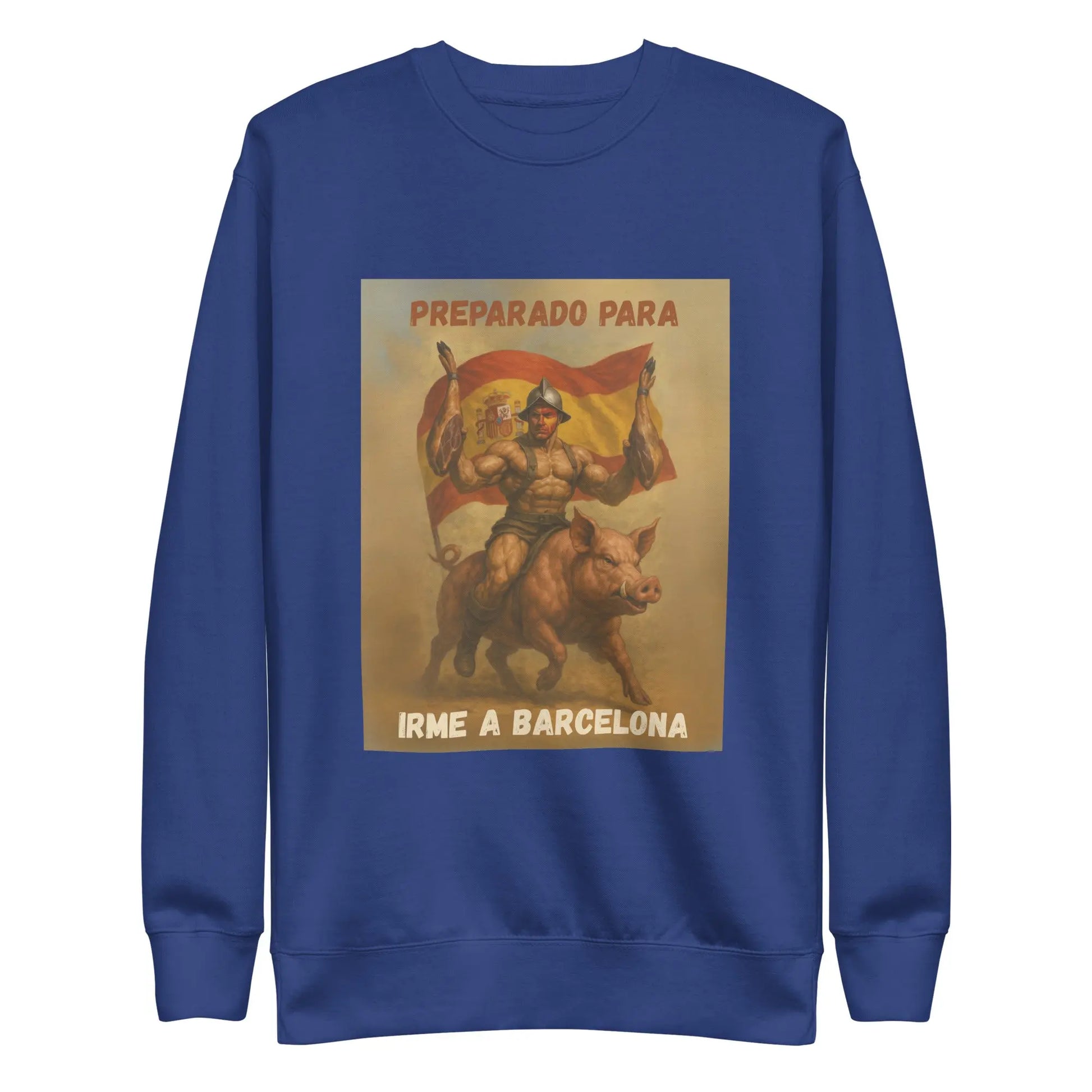 Comprar Sudadera "Preparado para irme a Barcelona" Bandera España La Flamenca de Borgoña Patricia Muñoz VOX