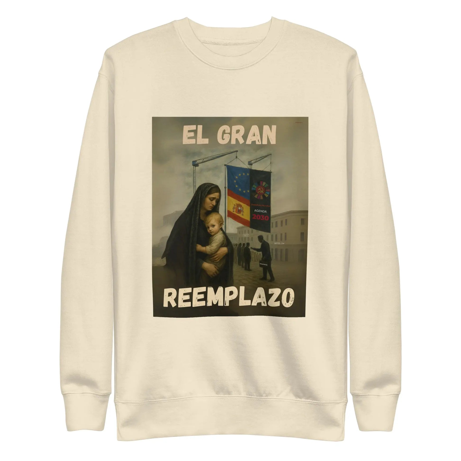 Comprar Sudadera "El gran reemplazo" Bandera España La Flamenca de Borgoña Patricia Muñoz VOX